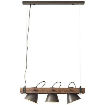 Brilliant Pendelleuchte Decca, Lampe, Decca Pendelleuchte 3flg schwarz stahl, 3x A60, E27, 10W, Holz