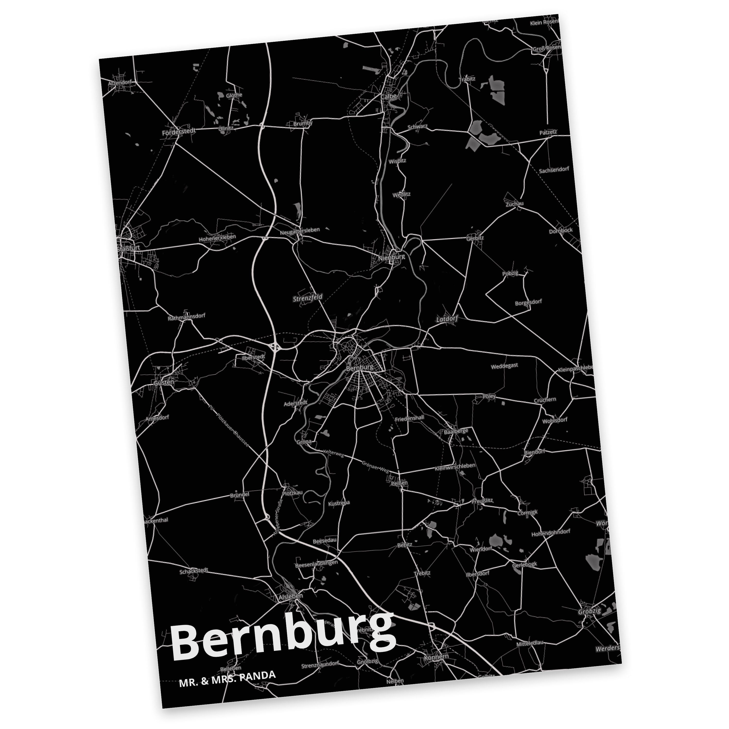 Mr. & Mrs. Panda Postkarte Bernburg - Geschenk, Stadt Dorf Karte Landkarte Map Stadtplan, Dorf