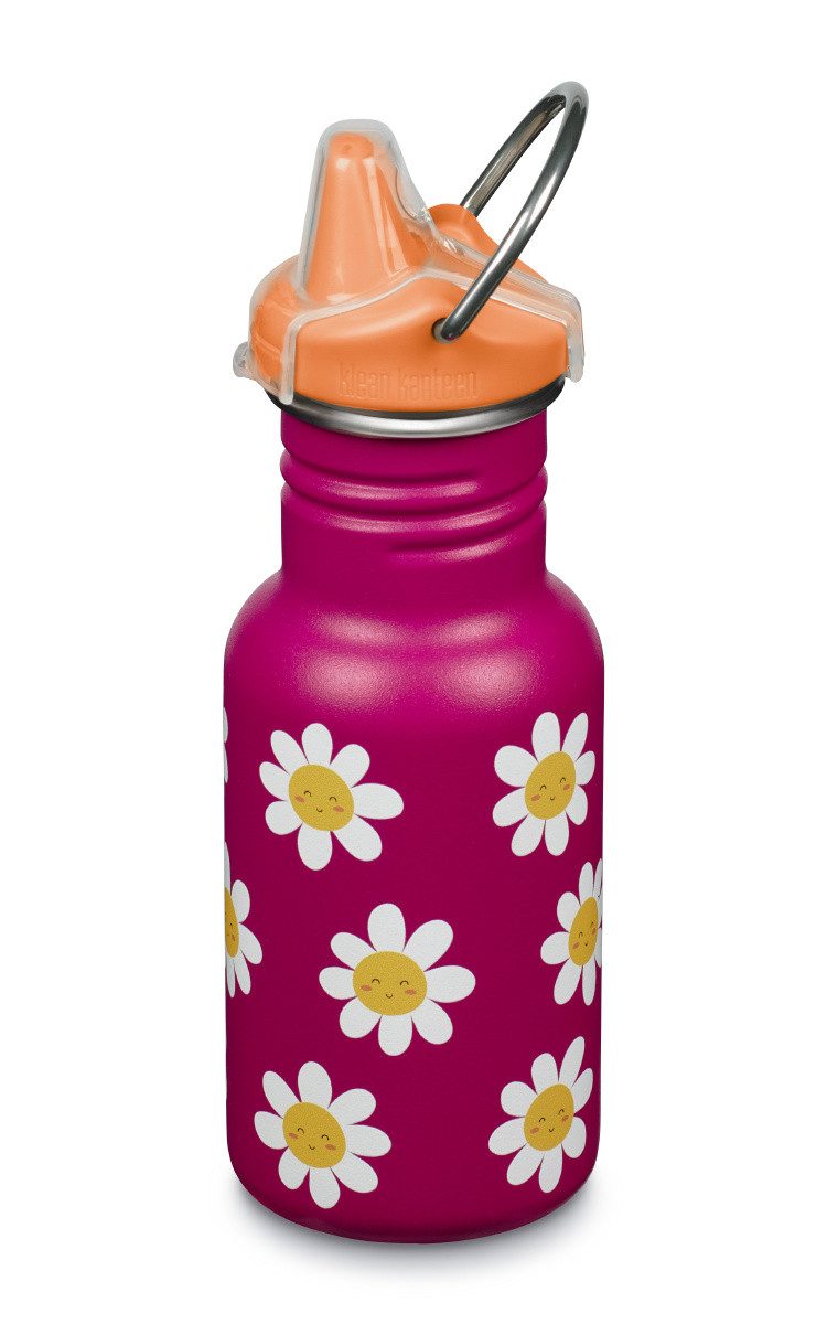 Klean Kanteen Trinkflasche Edelstahl Kindertrinkflasche 355ml, Sippy Cap, mit Namensgravur, Kindertrinkflasche 355ml, Sippy Cap, Happy Flowers