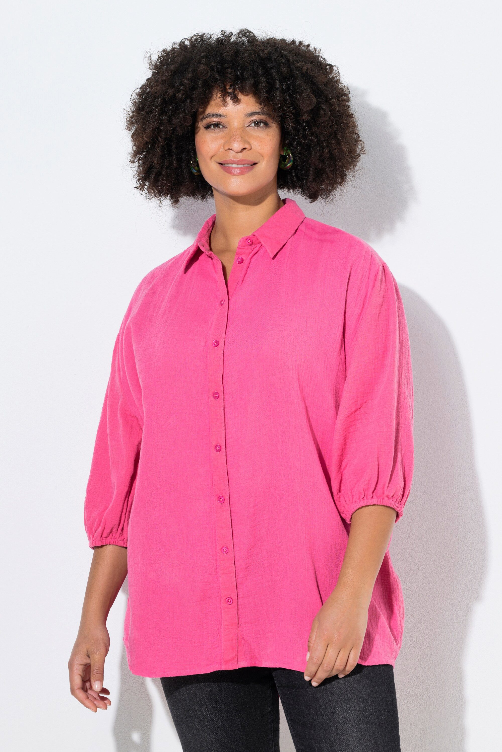 Angel of Style Longbluse Bluse oversized Musselin Rücken Frauen-Motiv