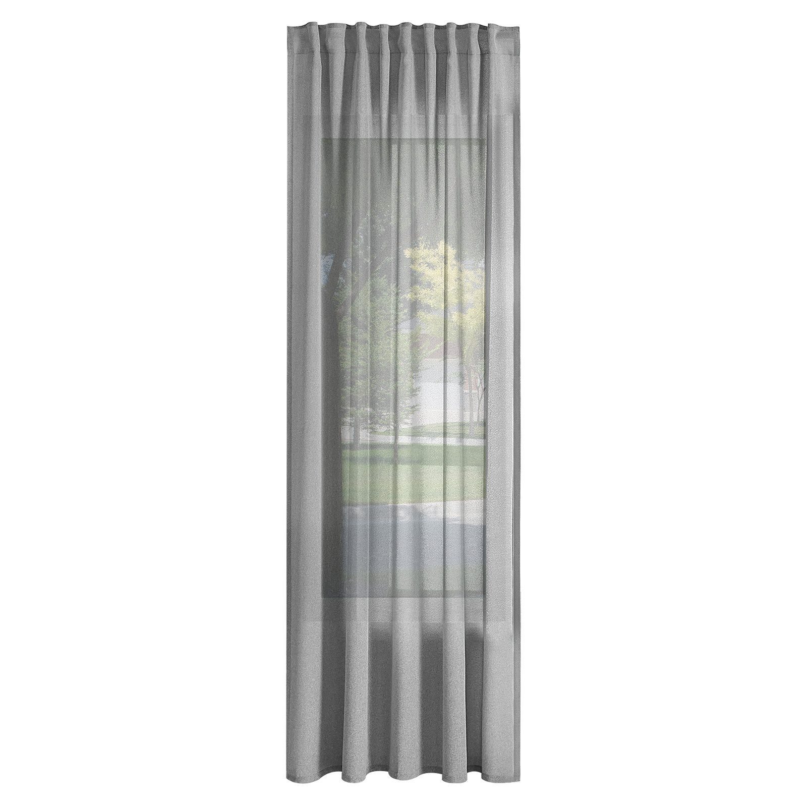 Woltu Gardine (1 St), Kräuselband, halbtransparent, Vorhänge Leinenoptik günstig online kaufen
