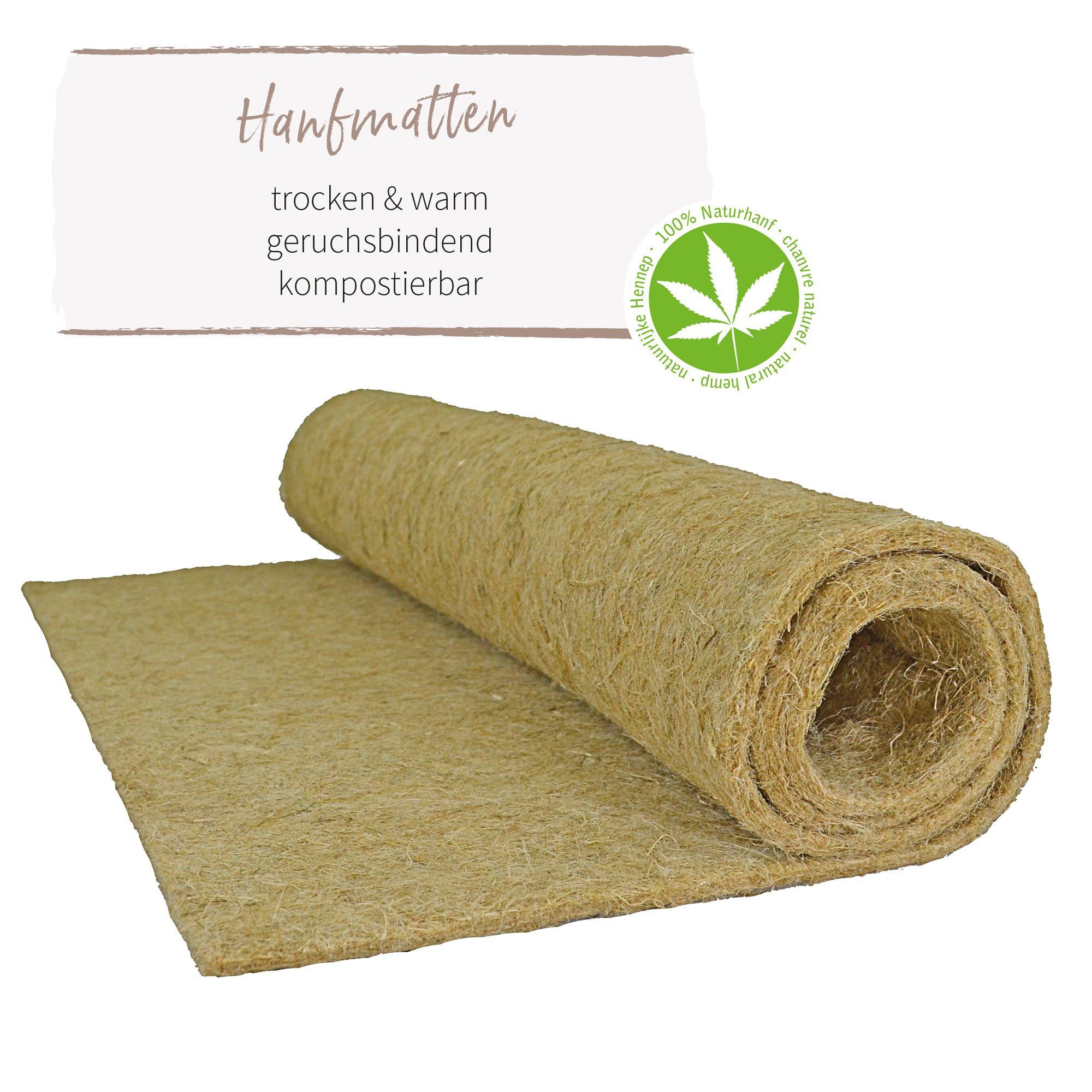 Kleintierstreu Elmato 12836 Nagerteppich aus 100% Naturhanf für Nager, 150x80cm