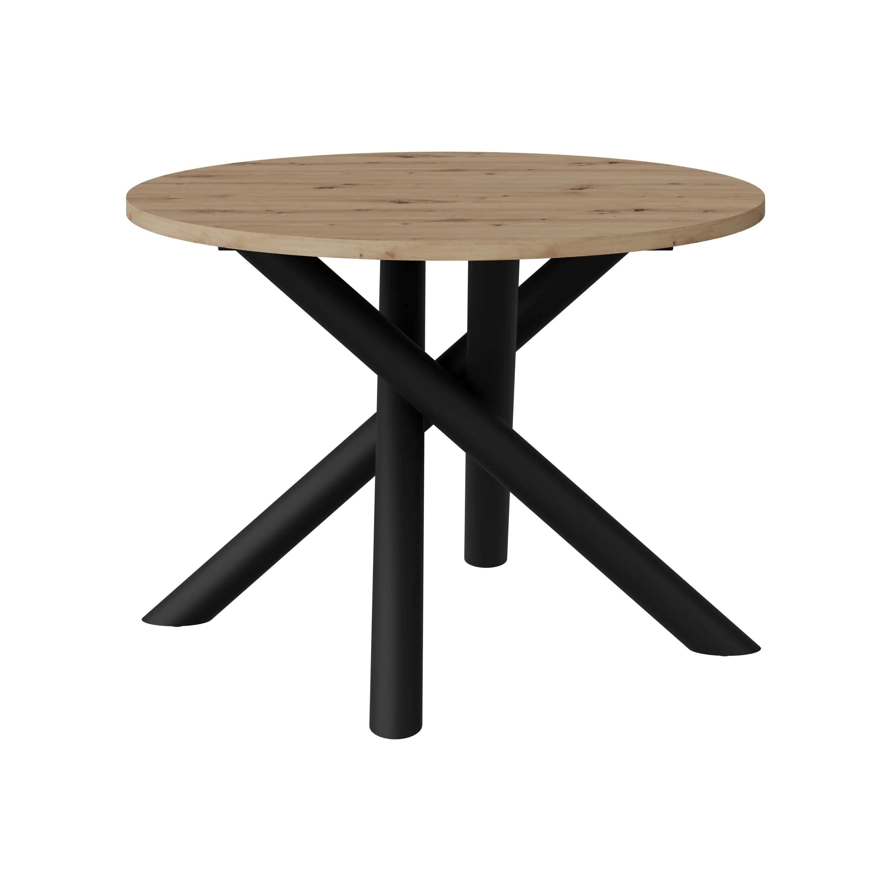 COMBO Esstisch 110x110cm Artisan Eiche Spider-Gestell Schwarz Esszimmer (Tischplatte 28mm laminiert Spider-Gestell ø80mm), Höhenverstellbar 74,5-76cm kratzfest pflegeleicht modern