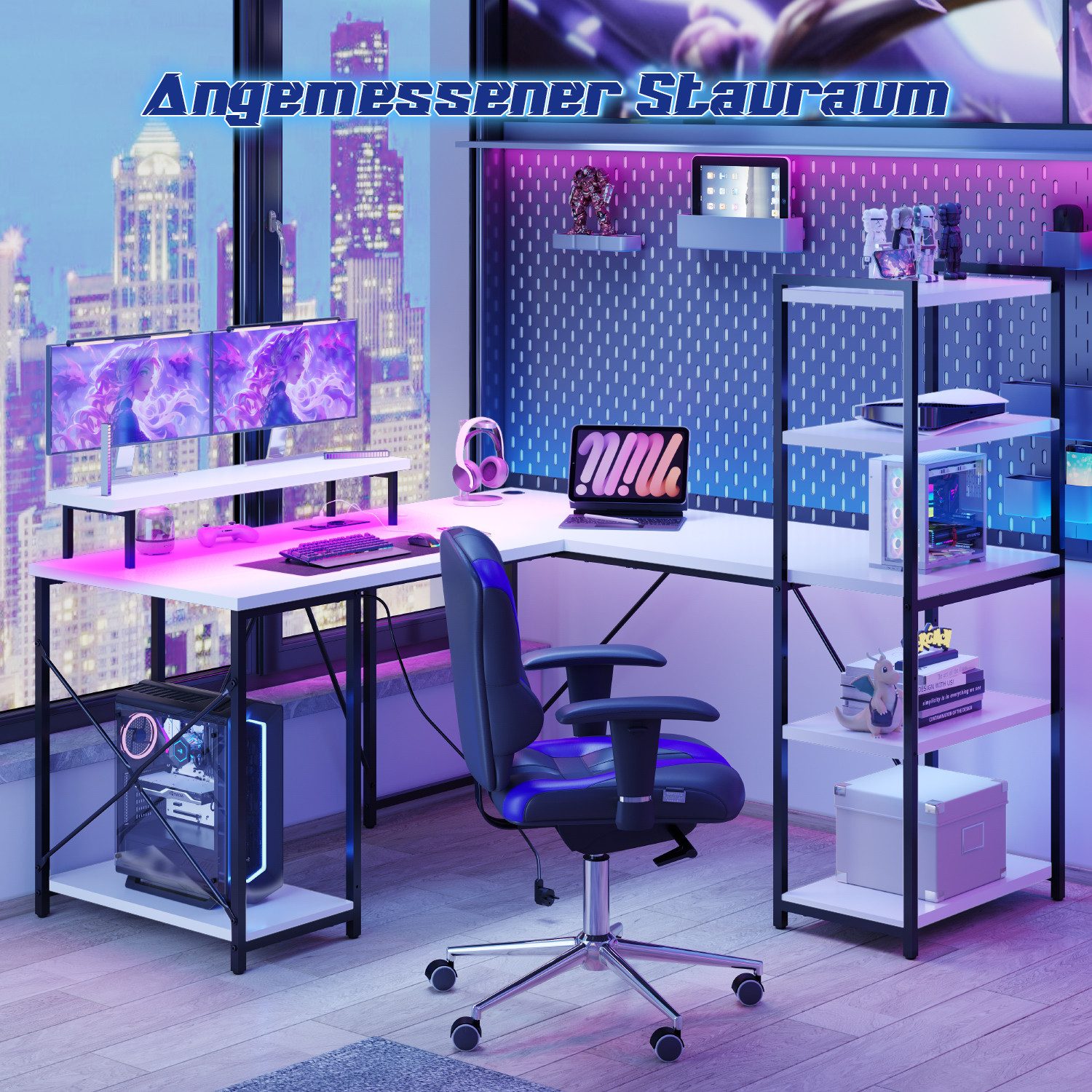 HOMALL Gamingtisch Schreibtisch mit LED und günstig online kaufen