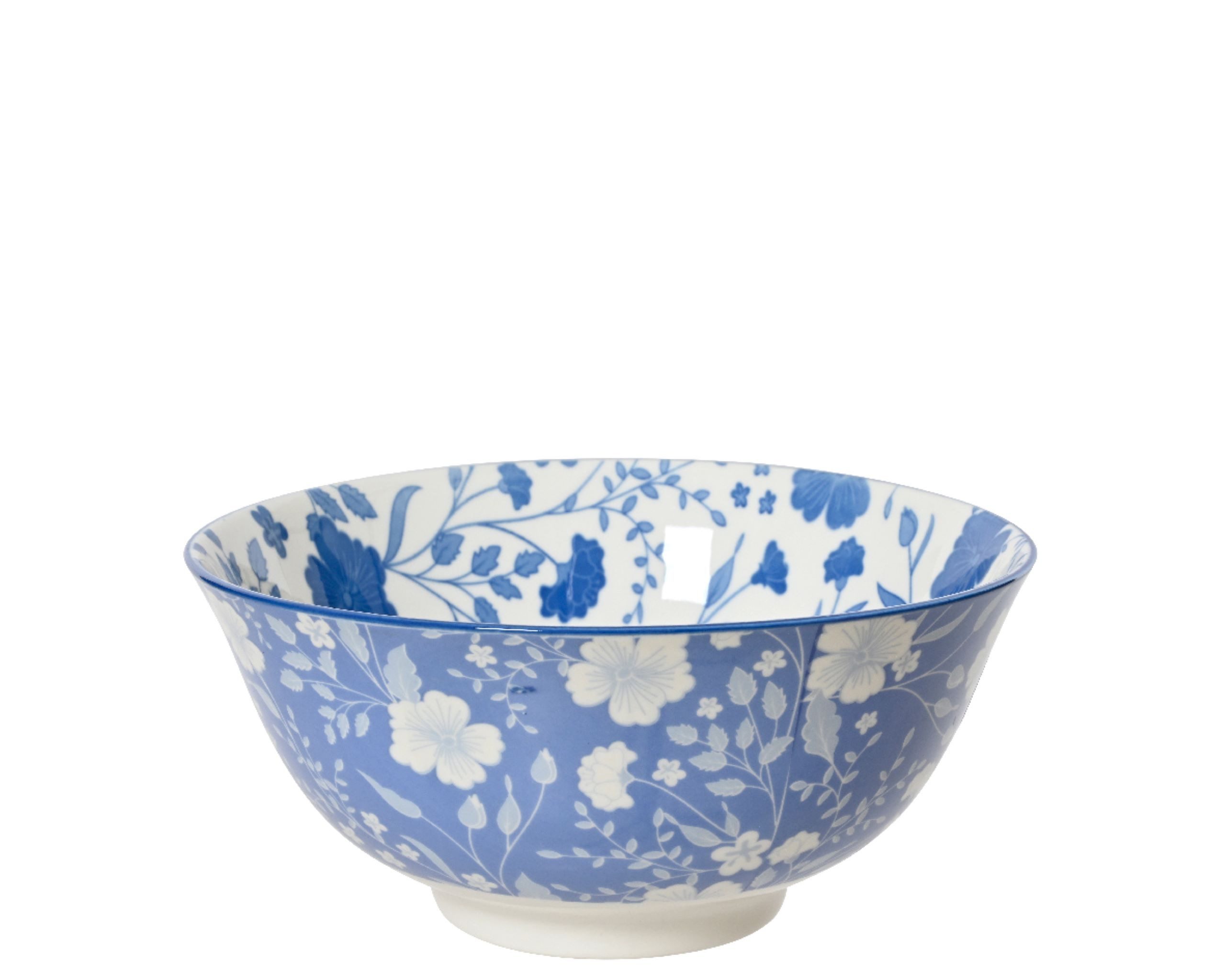 Decoris season decorations Schale, Keramik, Schale 15x7cm Porzellan mit Blumen Muster Hellblau