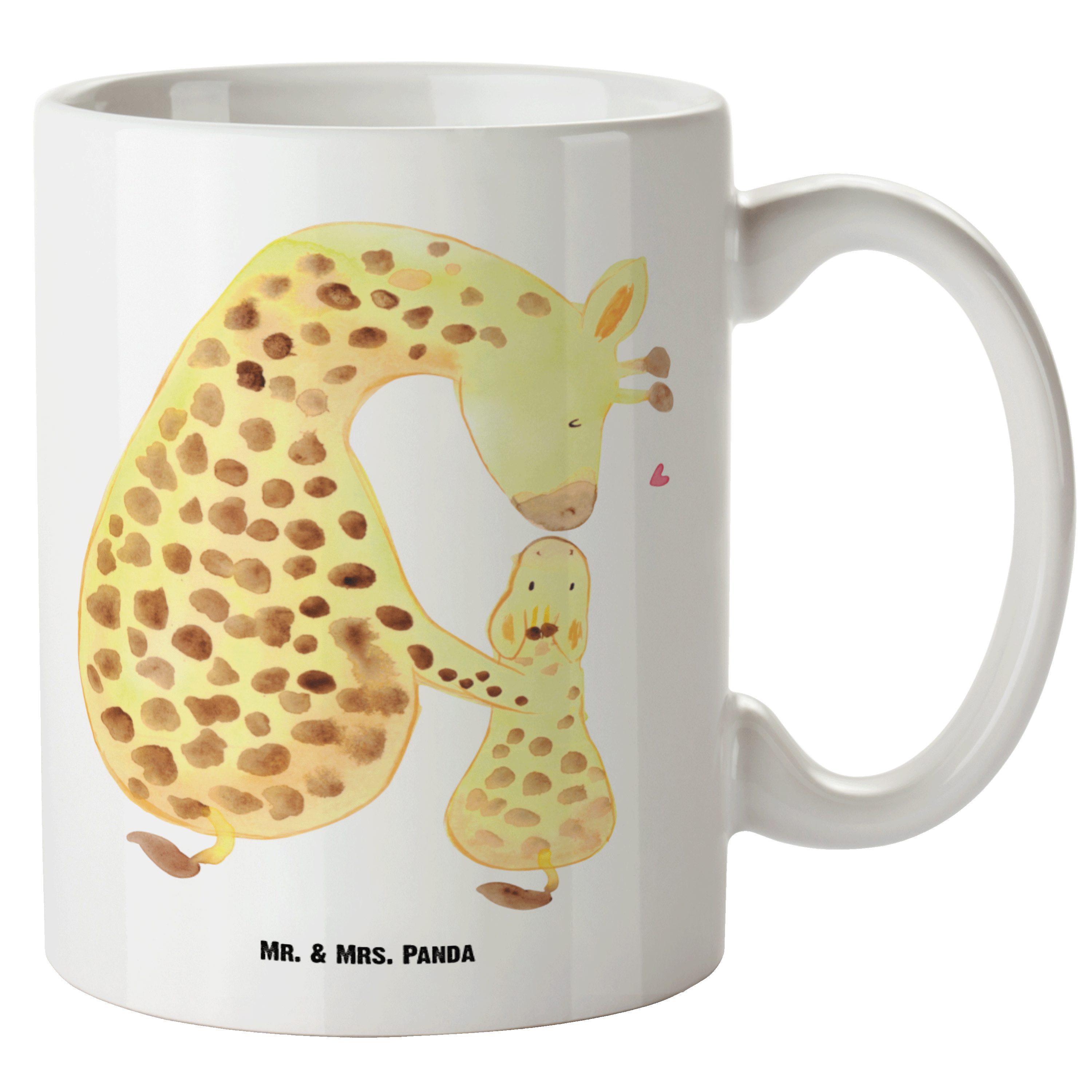 Mr. & Mrs. Panda Tasse Keramik mit Tasse Mutter, Sohn, XL - Afrika, - Becher, Kind Geschenk, XL Weiß Giraffe