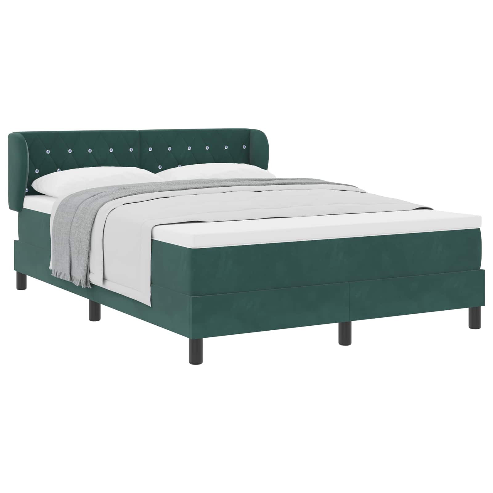 Bett Boxspringbett mit Kopfteil Dunkelgrün 140 x 190 cm Samt