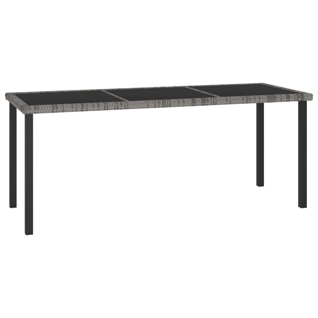 furnicato Gartentisch Garten-Esstisch 180 x 70 x 73 cm Grau (1-St), Pflegeleichter Outdoor-Tisch mit gehärteter Glasplatte für Terrasse