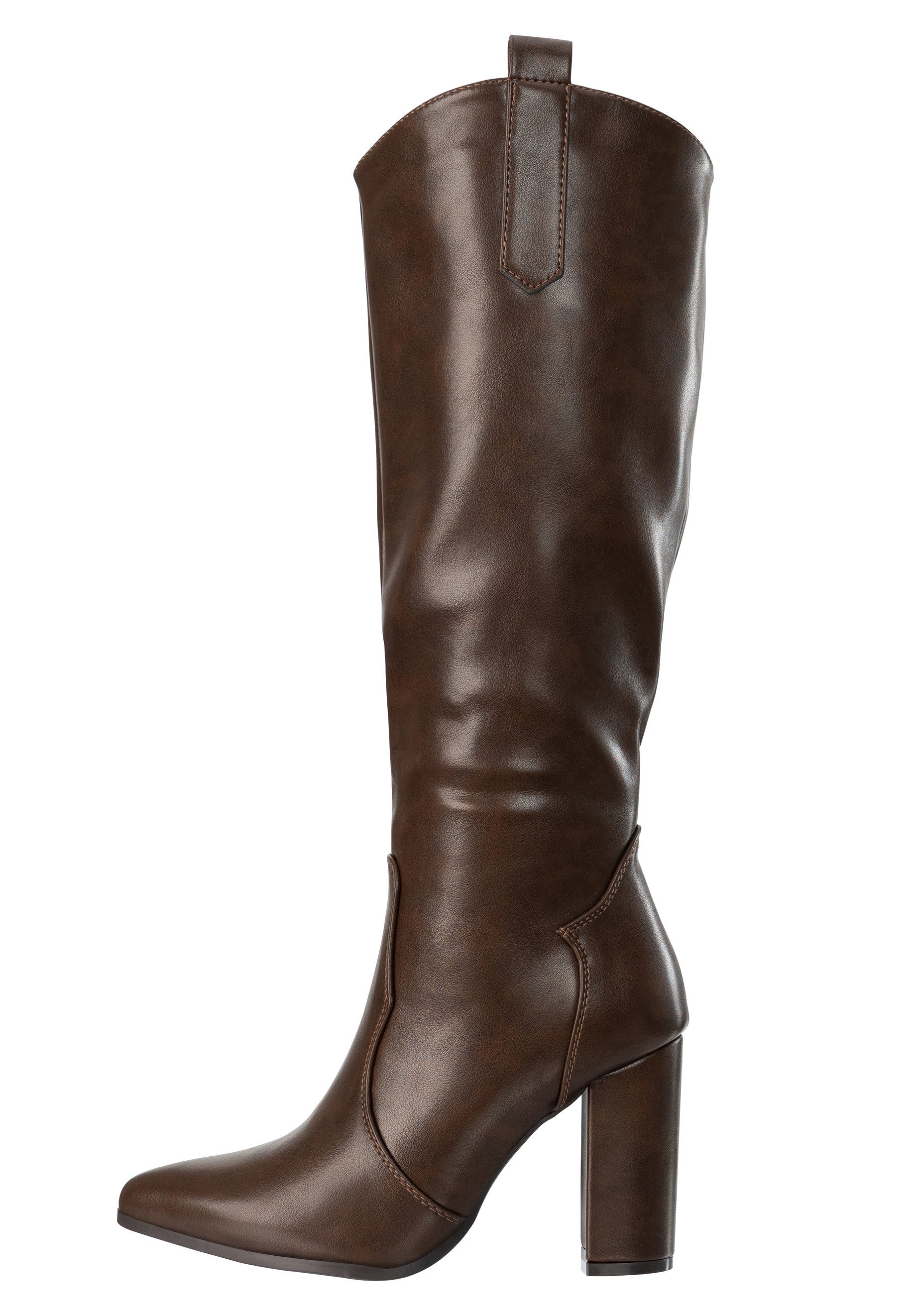 Salinyang Damen Stiefel mit Blockabsatz – Elegante kniehohe Boots in Lederoptik Stiefel – Bild 3 von 5