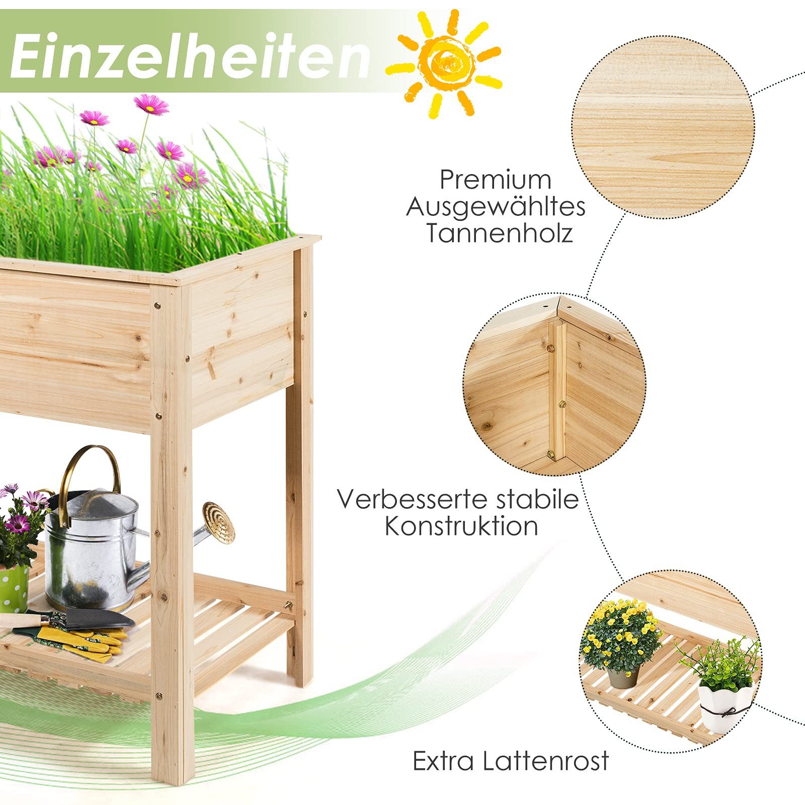 COSTWAY Hochbeet (1 St), Pflanzkübel mit günstig online kaufen