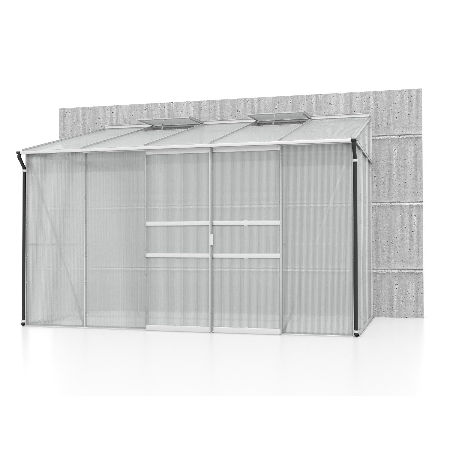 Vitavia Anlehngewächshaus Ida 6500, 4 mm Wandstärke, mit 4 oder 6 mm Hohlkammerplatten, inkl. Regenrinne