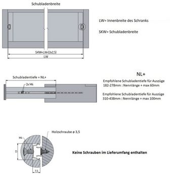 MS Beschläge Auszug Teilauszüge Schubladenauszug Auszugsschiene h 17mm