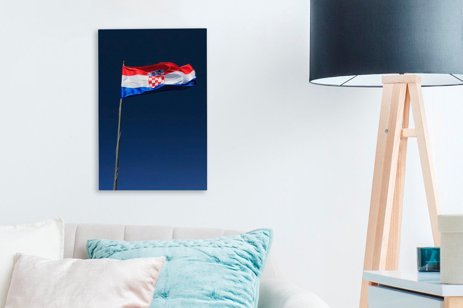 OneMillionCanvasses® Leinwandbild Die kroatische Nationalflagge, bespannt inkl. 20x30 Leinwandbild cm St), Zackenaufhänger, (1 fertig Gemälde