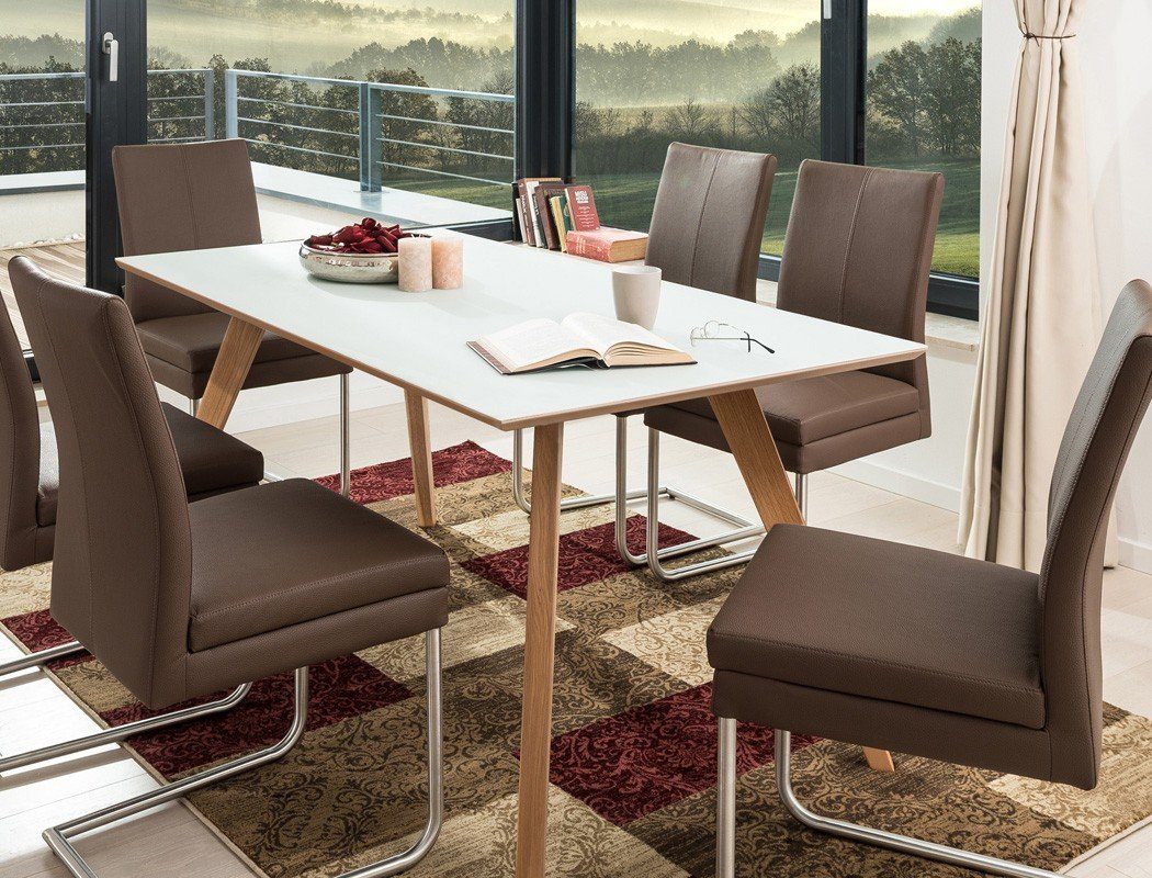 Stühle Glasauflage Tisch (komplette espresso + Eiche Essgruppe Tromsa 140x90 Vidrio, cm natur Tischgruppe, Spar-Set, 7-tlg), Gonda mit expendio