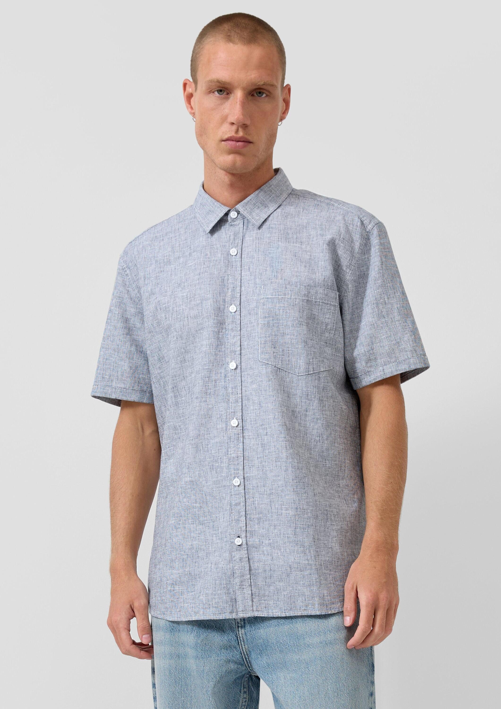 QS Kurzarmhemd Hemd Regular Fit: Leinenmix-Hemd