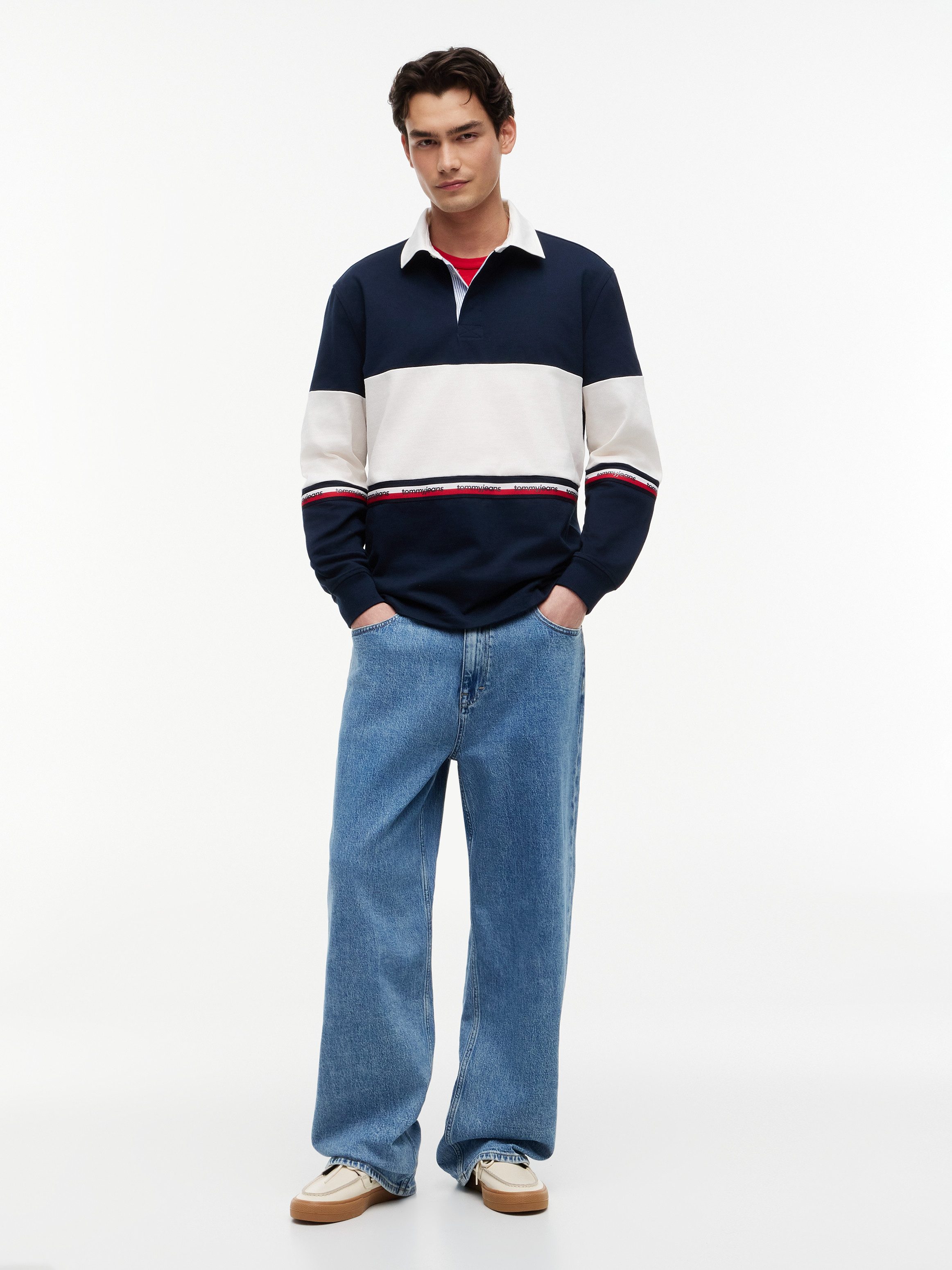 Tommy Jeans Langarm-Poloshirt RELAX CBLOCK RUGBY Relaxed fit mit Polokragen – Bild 4 von 5