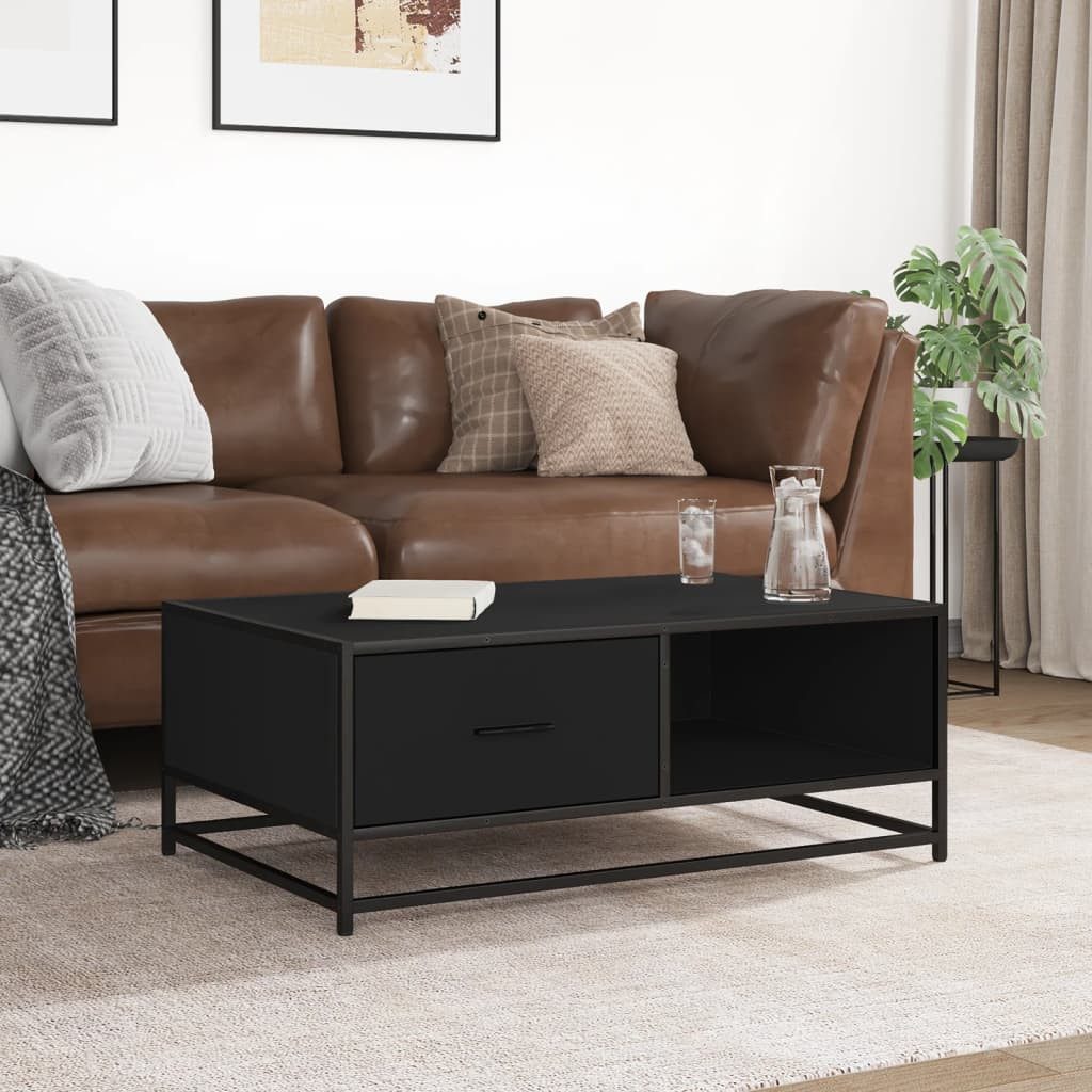 vidaXL Couchtisch Couchtisch Schwarz 90x57x35 cm Holzwerkstoff und Metall ( günstig online kaufen