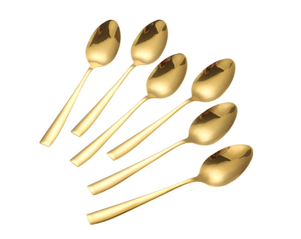 Cheffinger Besteck-Set 6er Set Kaffeelöffel Teelöffel Löffel L 14,5cm CF1007 Gold