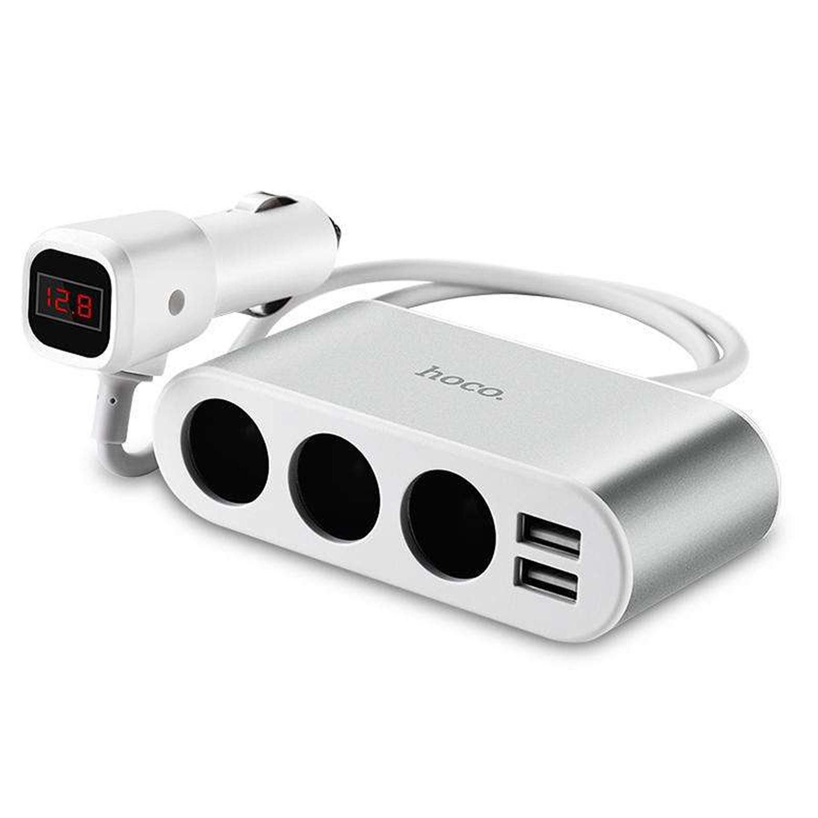 hoco. 12V 24V KFZ Verteiler Dose Zigarettenanzünder Smartphone-Ladegerät (2100 mA, Mehrfachstecker 2x USB Adapter PKW LKW Wohnwagen)
