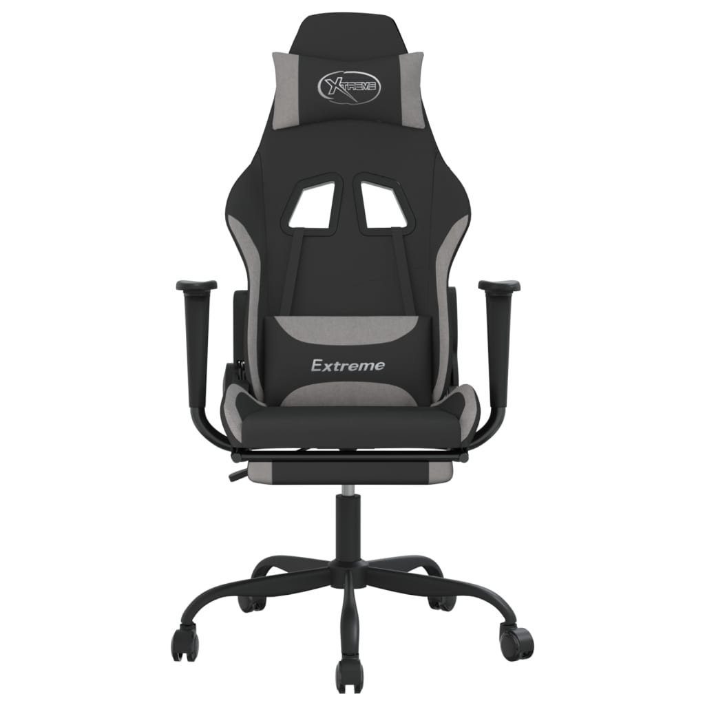 vidaXL Gaming-Stuhl Gaming-Stuhl mit (1 Massage Fußstütze St) Hellgrau Hellgrau Stoff Hellgrau | Schwarz und &