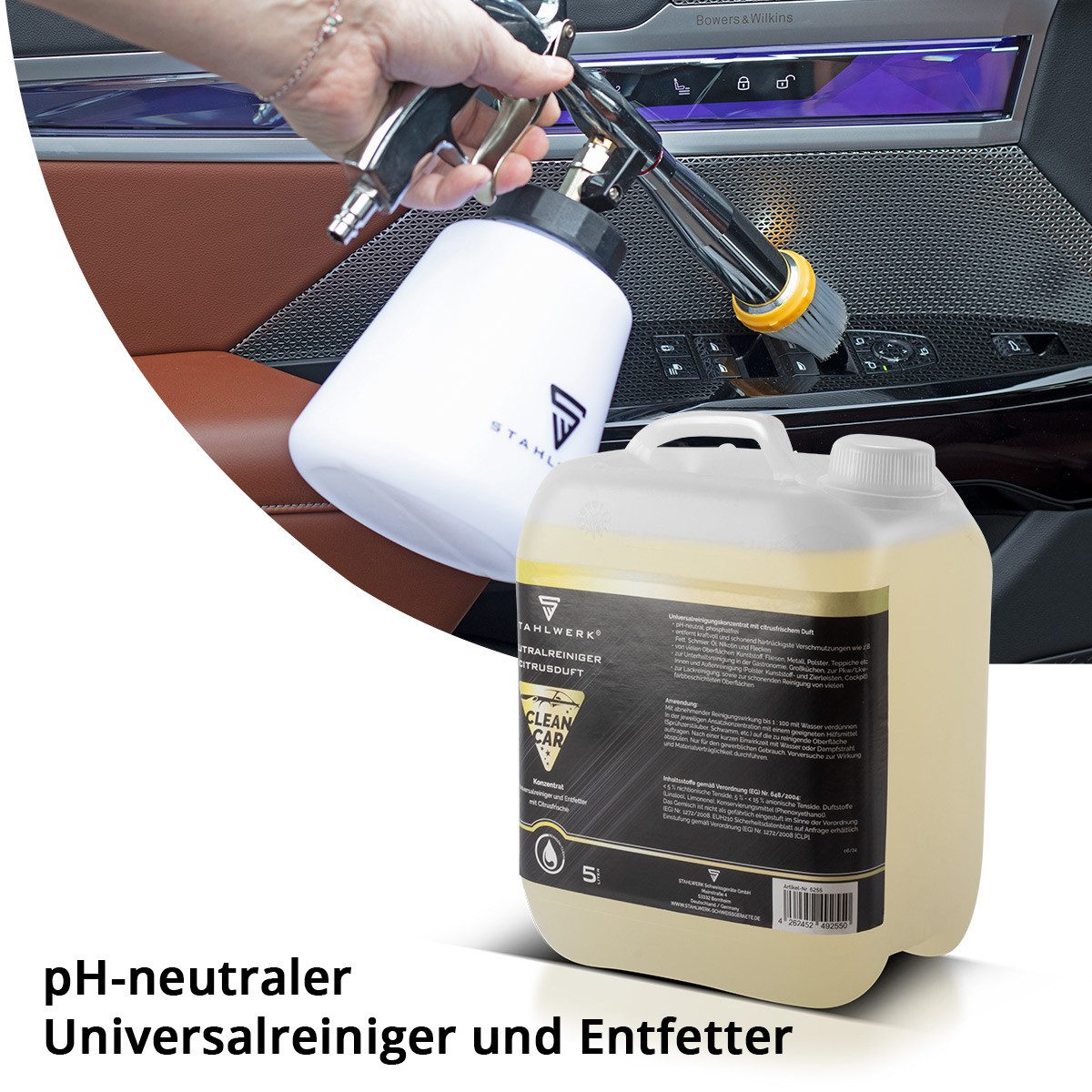 STAHLWERK Universalreiniger-Konzentrat mit Citrus-Duft Reinigungsspray (Set, [- Einzelartikel 5 Liter Kanister kraftvoller Reiniger)