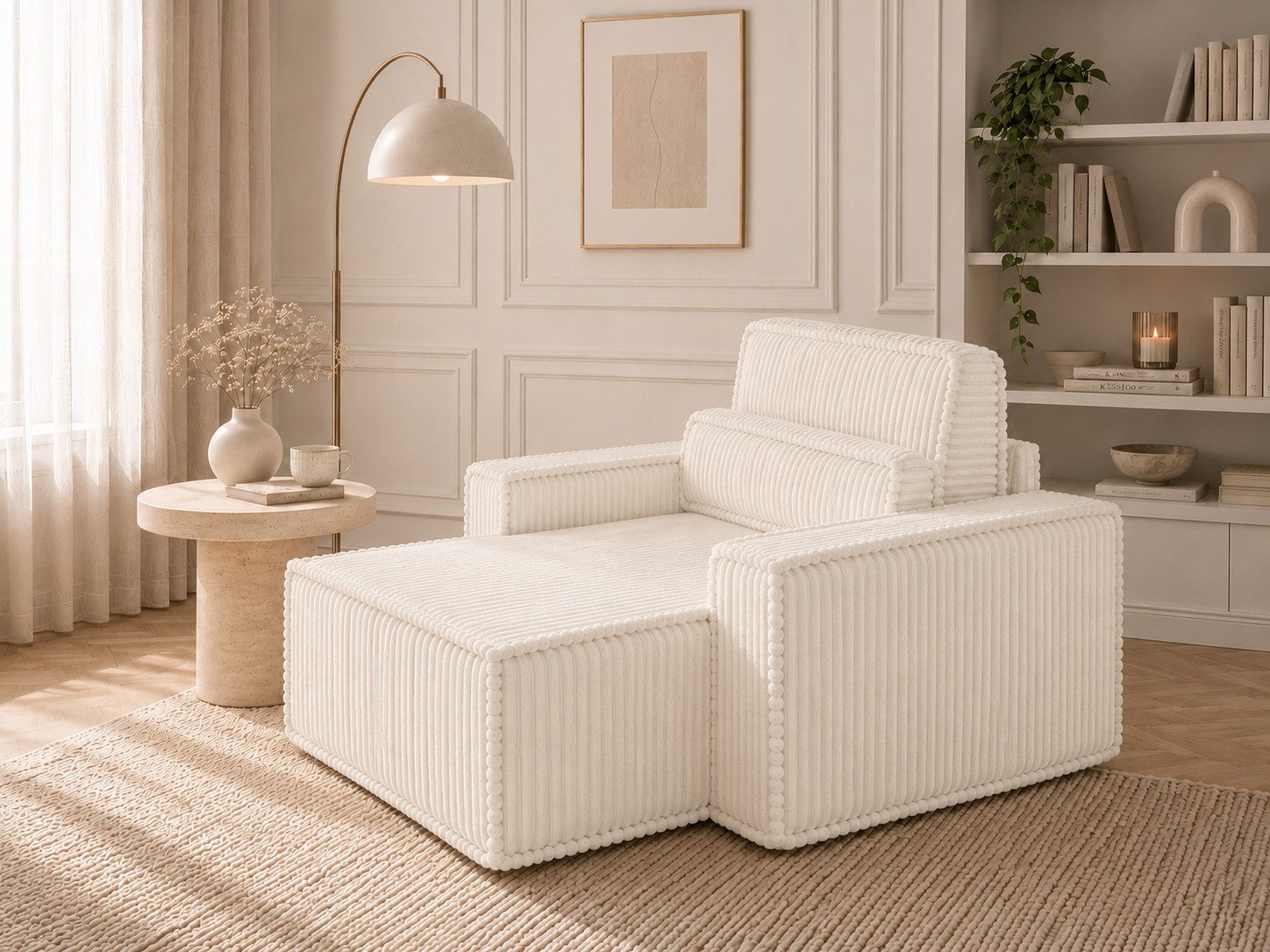 MOEBLO Chaiselongue ARGENTO, Polsterliege aus Cord Loveseat Chaiselounge Ottomane premium Cordstoff Loungesofa Relaxsessel Recamiere XXL-Sessel Loungesessel, (BxHxT):100 x 85 x 162 cm