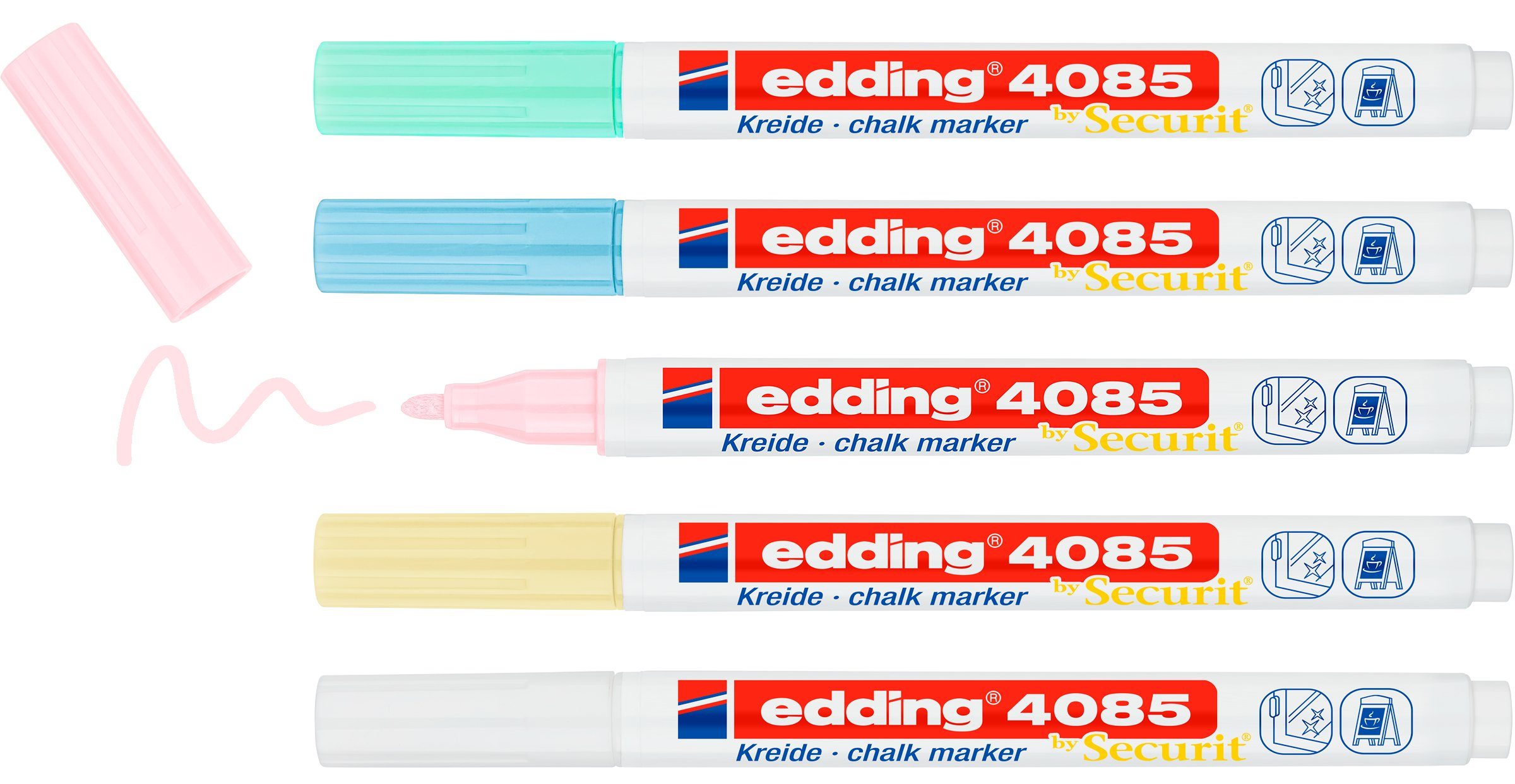 edding Kreidemarker 4085, 5 Stück, Lichtecht wasserbasis geruchsneutral