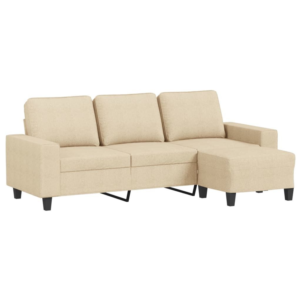 vidaXL Sofa 3-Sitzer-Sofa mit Hocker Creme günstig online kaufen