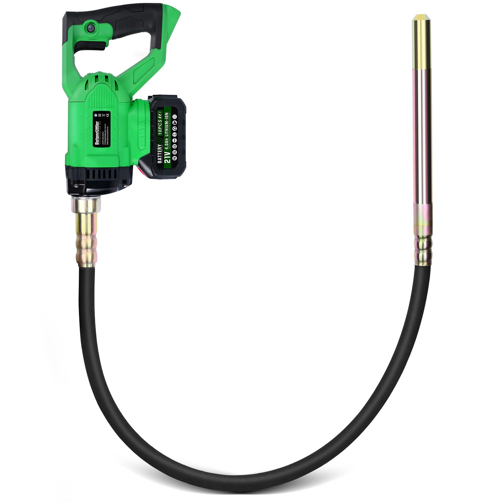 XERSEK Akku-Betonverdichter 2M/850W Akku-Betonrüttler Innenrüttler + Akku, Rüttelflasche 6000U/min, (35mm, Kupfermotor, ABS Gehäuse, Kompatibel mit Makita Akkus), Betonverdichtung Flaschenrüttler für Fundamente, Wände, Enge Stellen