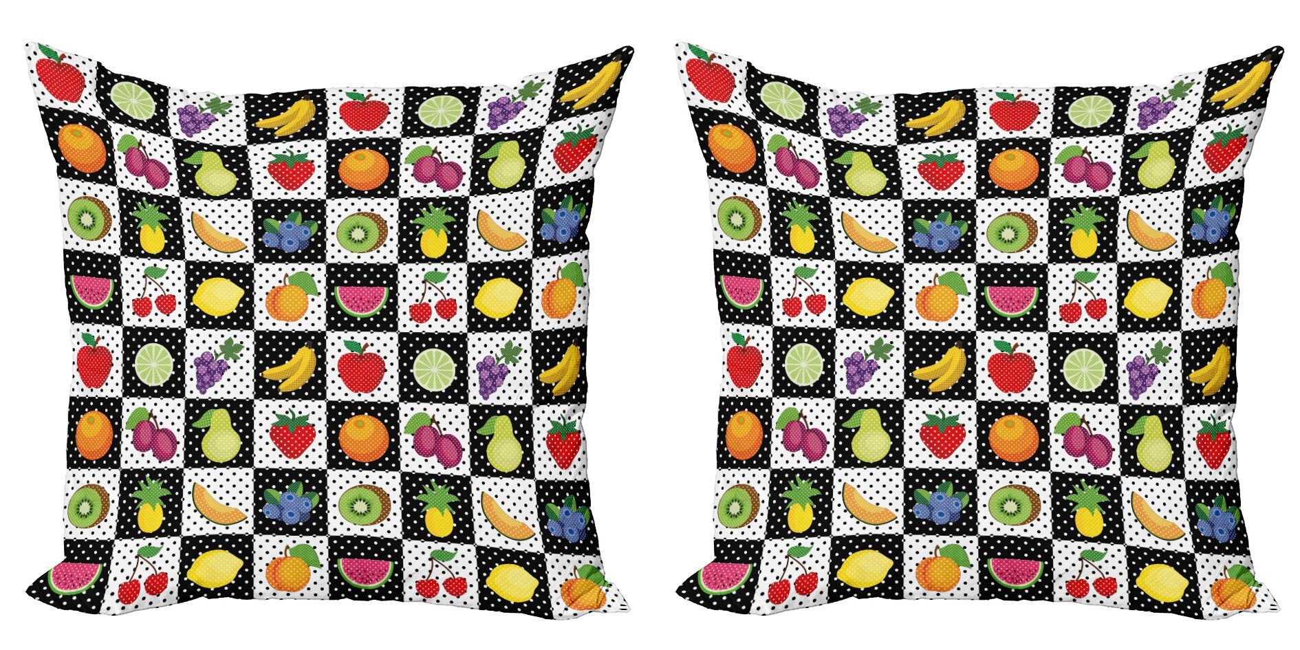Kissenbezüge Modern Accent Doppelseitiger Digitaldruck, Abakuhaus (2 Stück), Schwarz und weiß Küche Obst