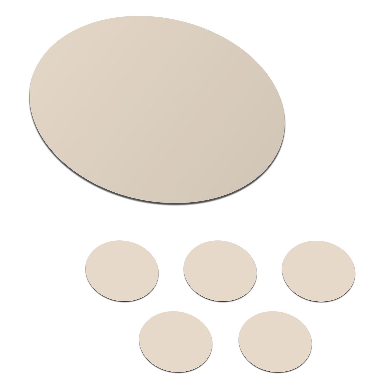 MuchoWow Glasuntersetzer Beige - Unifarben, Zubehör für Gläser, 6-tlg., Getränkeuntersetzer, Rund, Tassenuntersetzer Kork, 10x10 cm