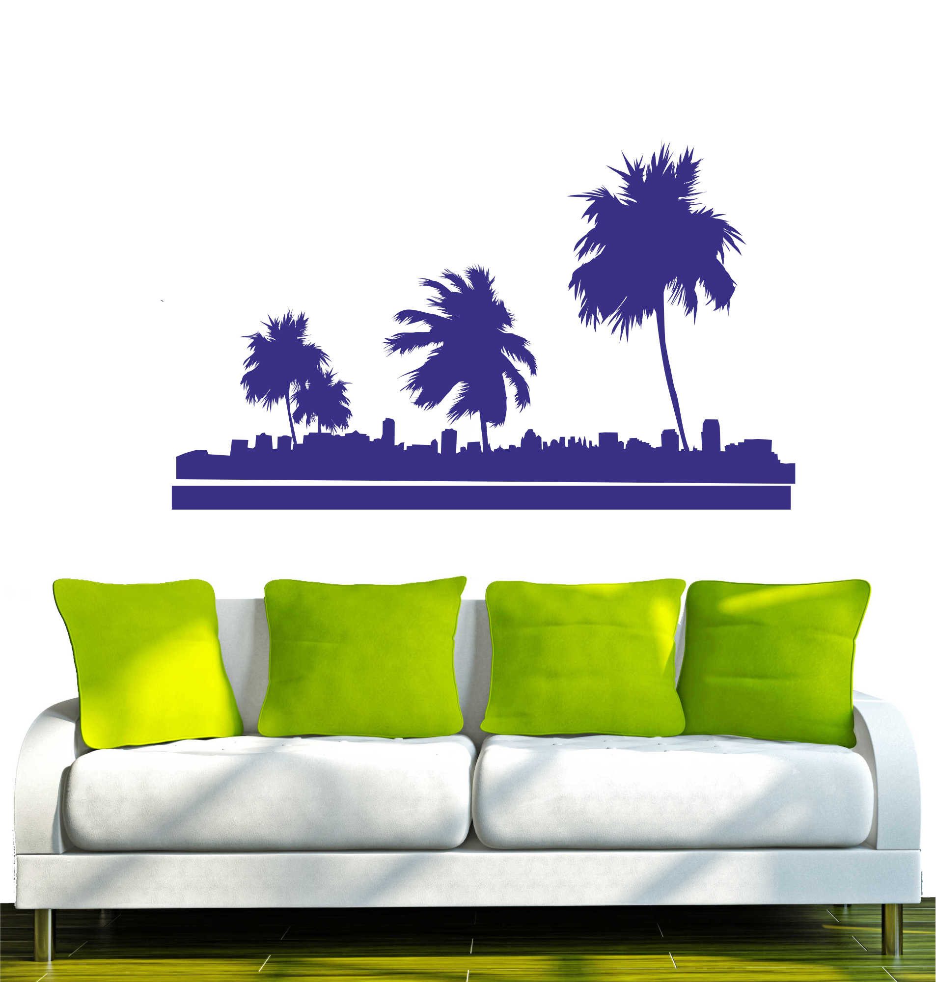 INDIGOS UG Wandtattoo Wandtattoo - Wandaufkleber - w221 Palmen Strand Blume Pflanze