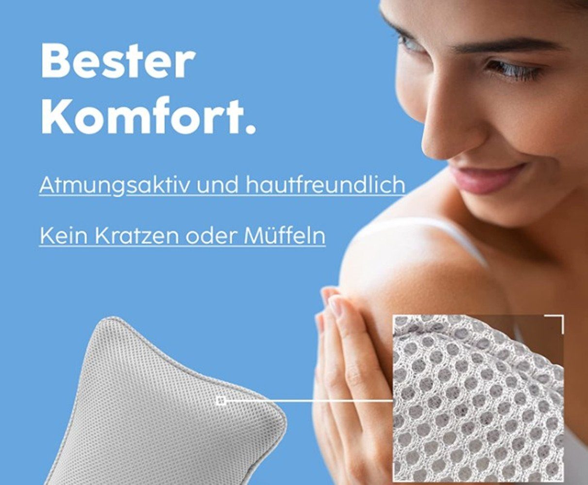 XDeer, Badewanne,Badekissen Badewanne Badewannenkissen Badewanne,Kissen Set, Duschkissen gray Nacken,Nackenkissen, & Saugnäpfen,Badewannenkissen mit Nackenstützkissen für