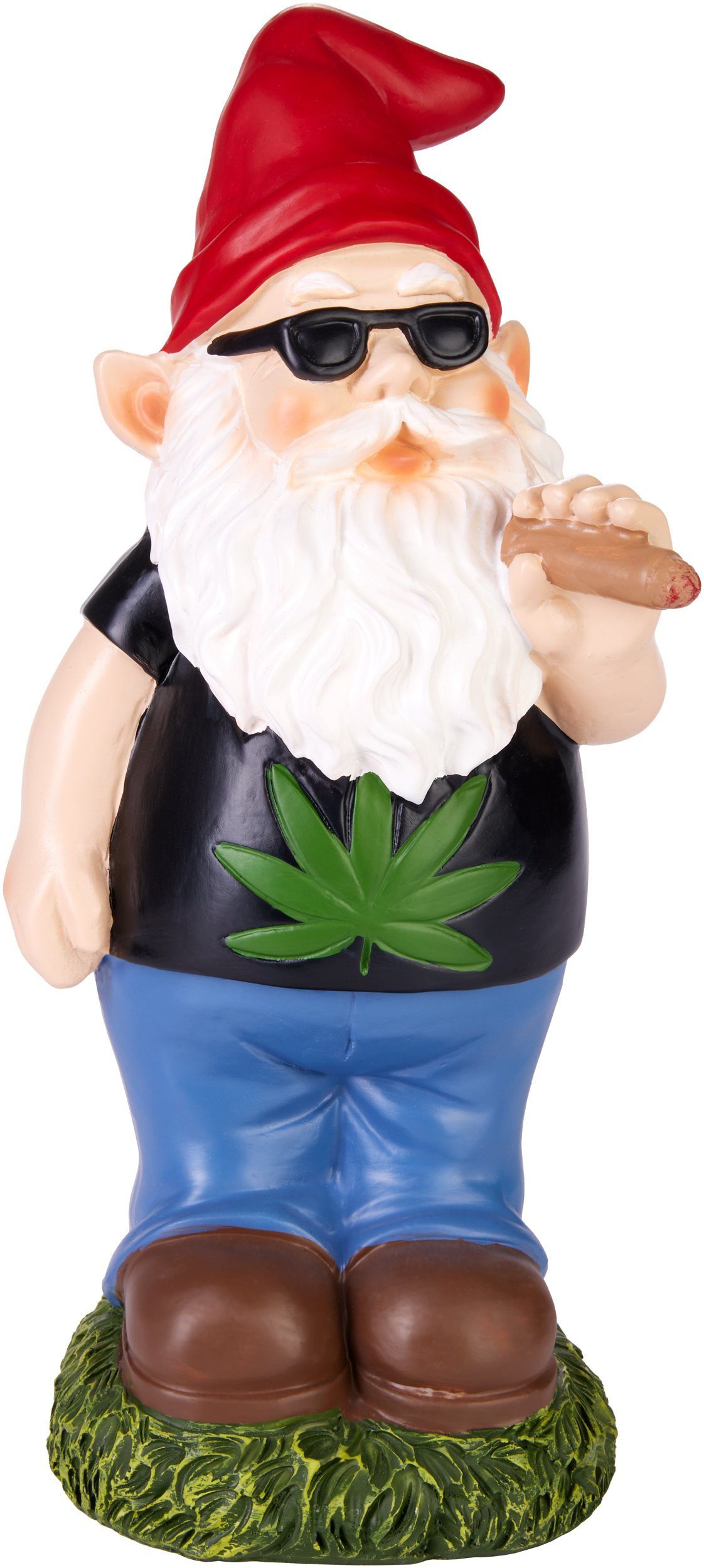 BRUBAKER Gartenzwerg Cannabis - Frecher Zwerg mit Joint - Gartenfigur Lustig - Gras rauchen, (1 St), Dekoration Wetterfest für Garten Campingplatz