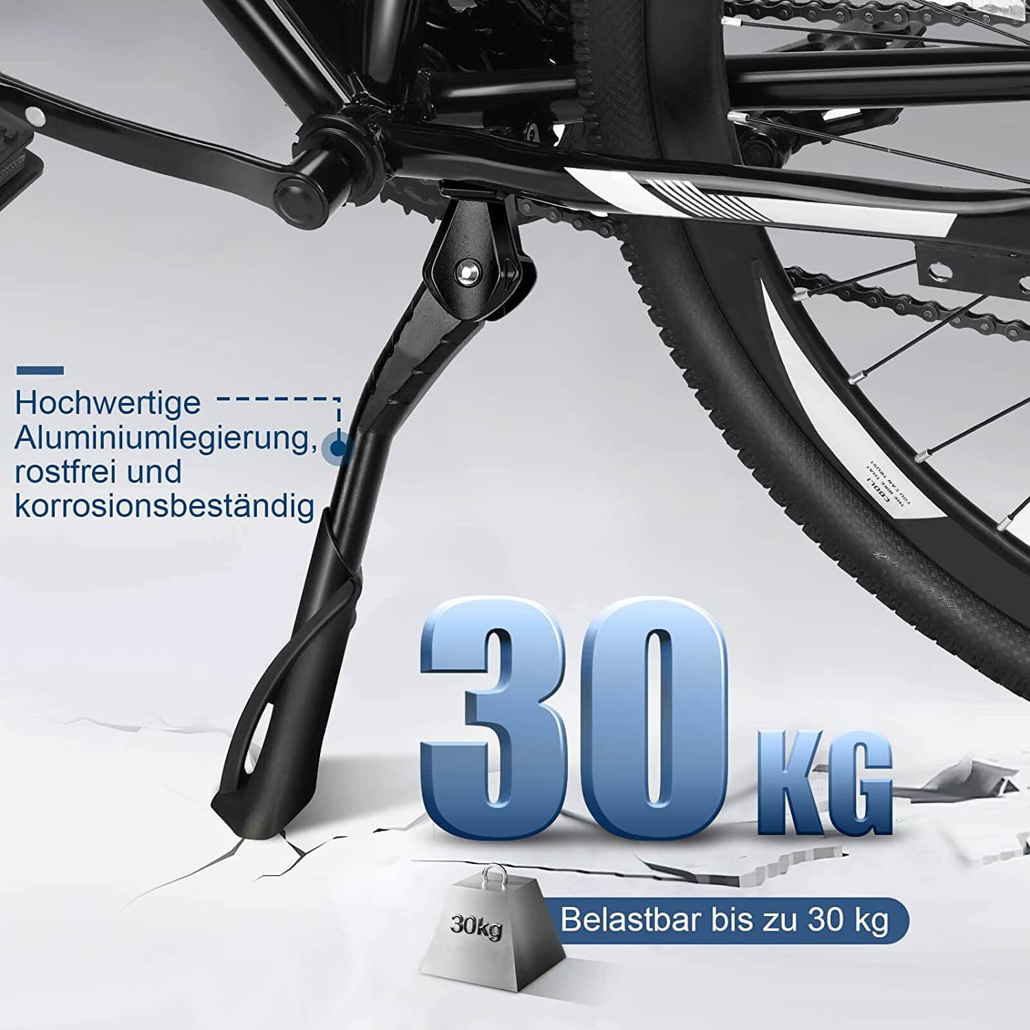 PACIEA Fahrrad-Seitenständer Fahrradständer 24-28 Zoll Höheverstellbar mit  Zentralem Loch bis 30 kg, (9-St)