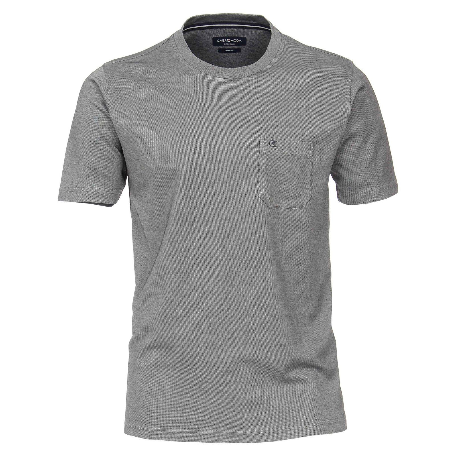 CASAMODA Langarm-Poloshirt CasaModa Große T-Shirt Größen pflegeleicht melange silber-navy Herren
