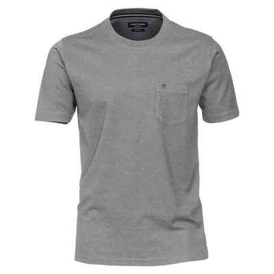 CASAMODA Langarm-Poloshirt »CasaModa Große Größen Herren T-Shirt silber-navy melange pflegeleicht«