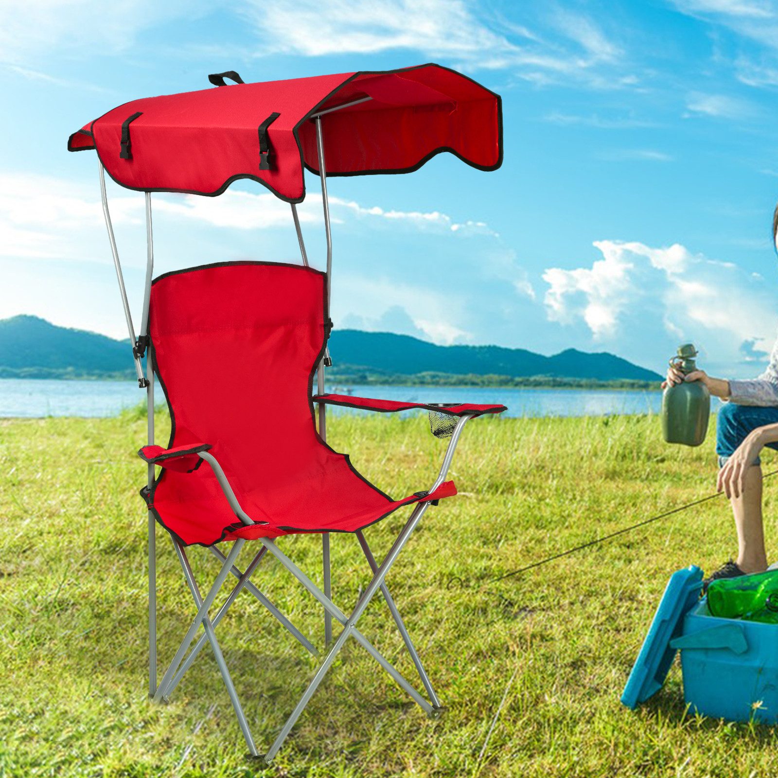 JEOBEST Campingstuhl Klappstühle mit Dach, Luxus günstig online kaufen