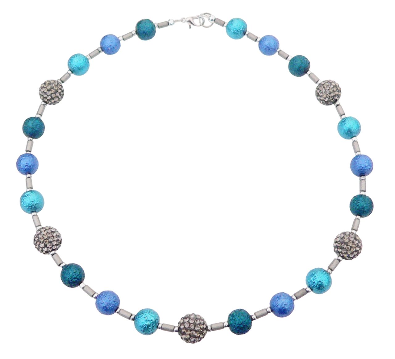 traumschmuck Perlenkette 244c Halskette Perlenkette Glasperlen blau petrol, emerald, teal (Geschenk, Muttertag, Weihnachten, Geburtstag, Valentinstag, incl. Schmuckbox), handgefertigt, Made in Germany