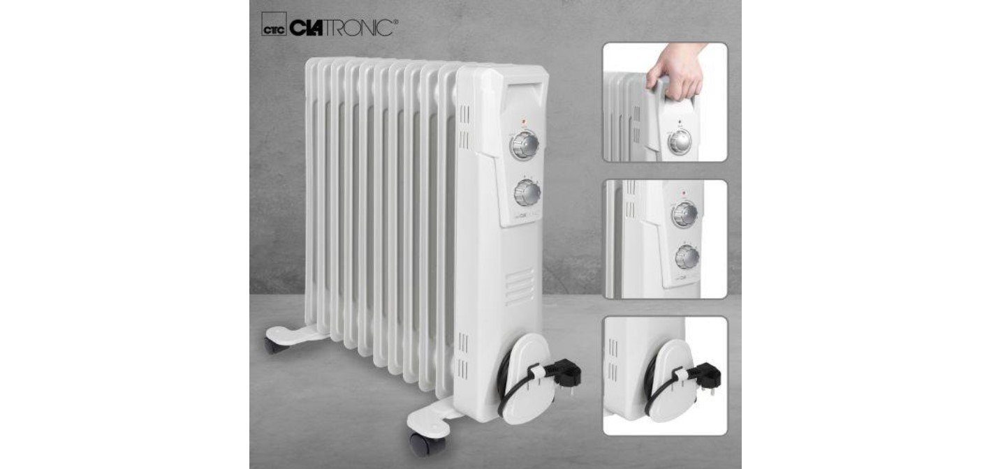 CLATRONIC Ölradiator RA 3737, 2300 W, Mobiler Heizkörper mit bis zu 2300 Watt