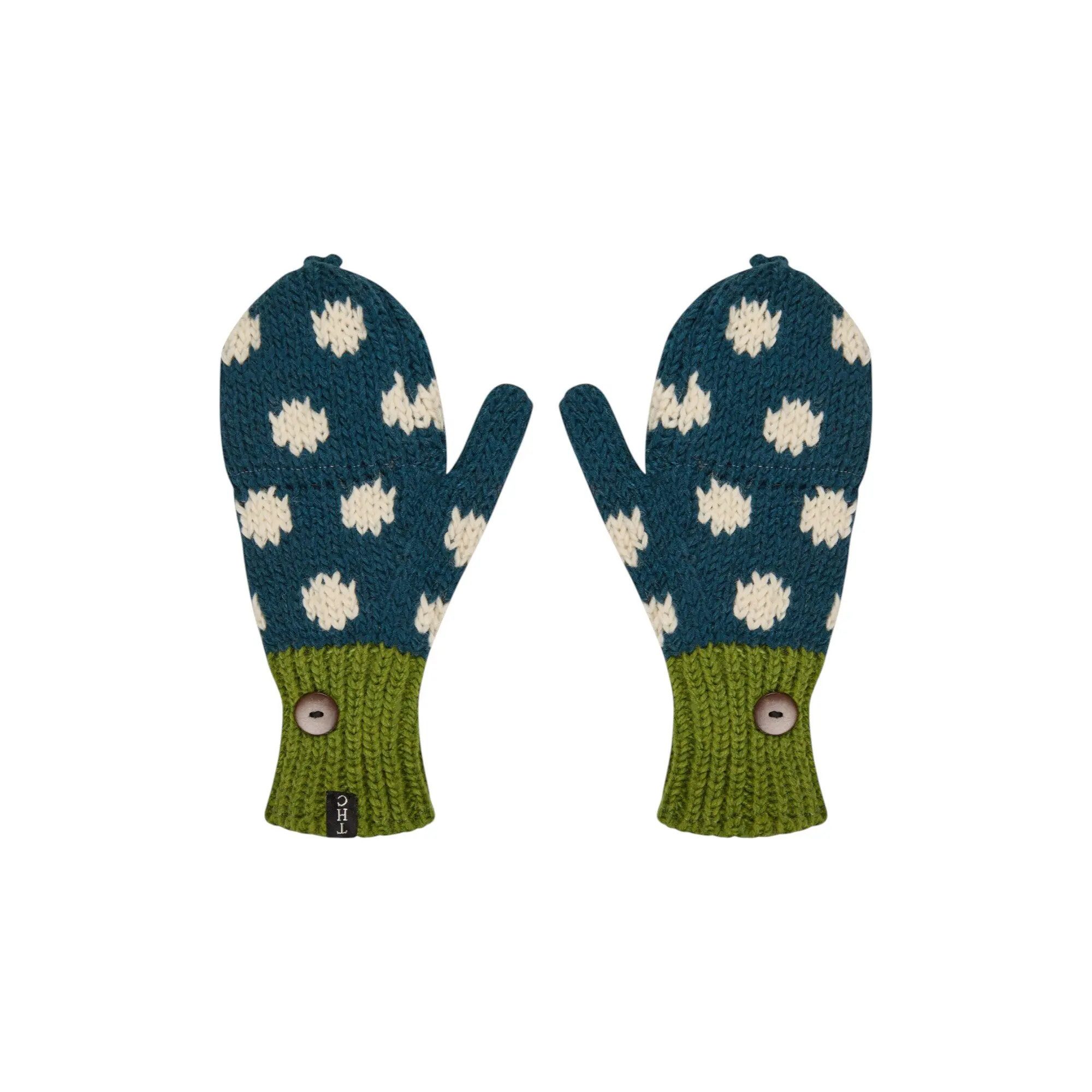 THC Natural Line Strickhandschuhe THC Klapphandschuhe 842 gepunktet (1-St., 1 Paar) abklappbare Fingerspitzen