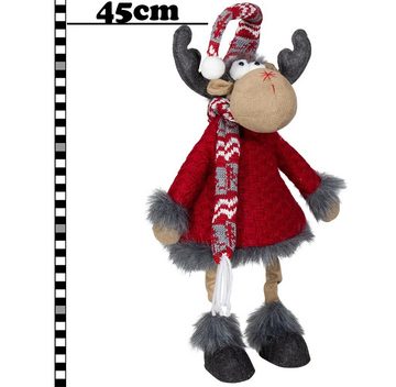 Christmas Paradise Weihnachtsfigur stehender Wackel-Elch 45cm (55cm) (Dekofiguren, 2 St., im Set), Rentier Doppelpack, 2 Designs, Weihnachtsdeko Grün-Rot