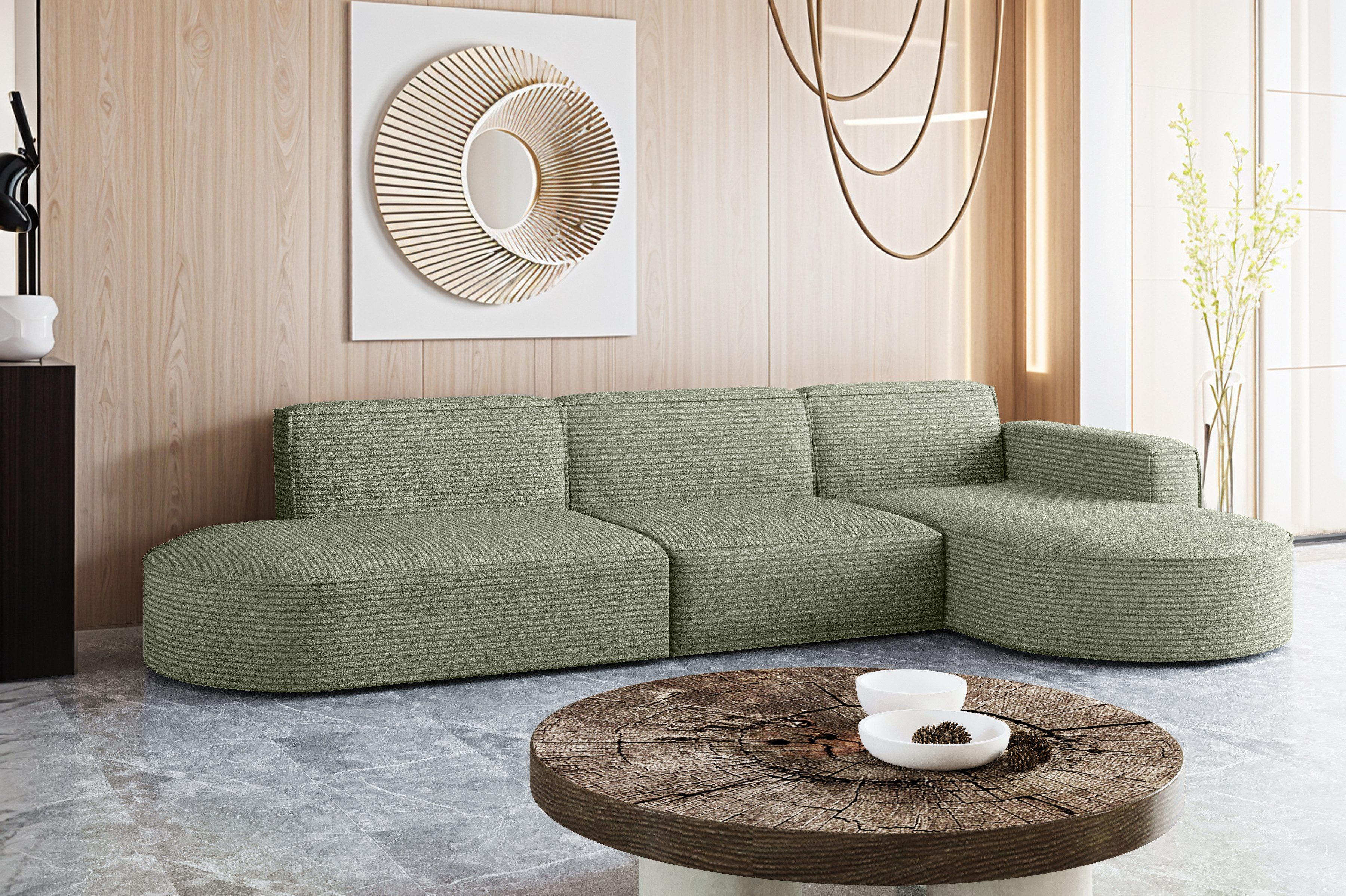 Kaiser Möbel Ecksofa Designer, Sofa L form MODENA stoff Poso, Dekorative Kissen, viele Farben, bequem