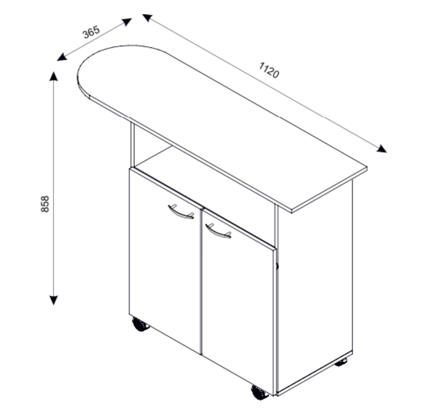VCM Kommode Holz Bügelbrett Kommode Sideboard Rollen Bigilo