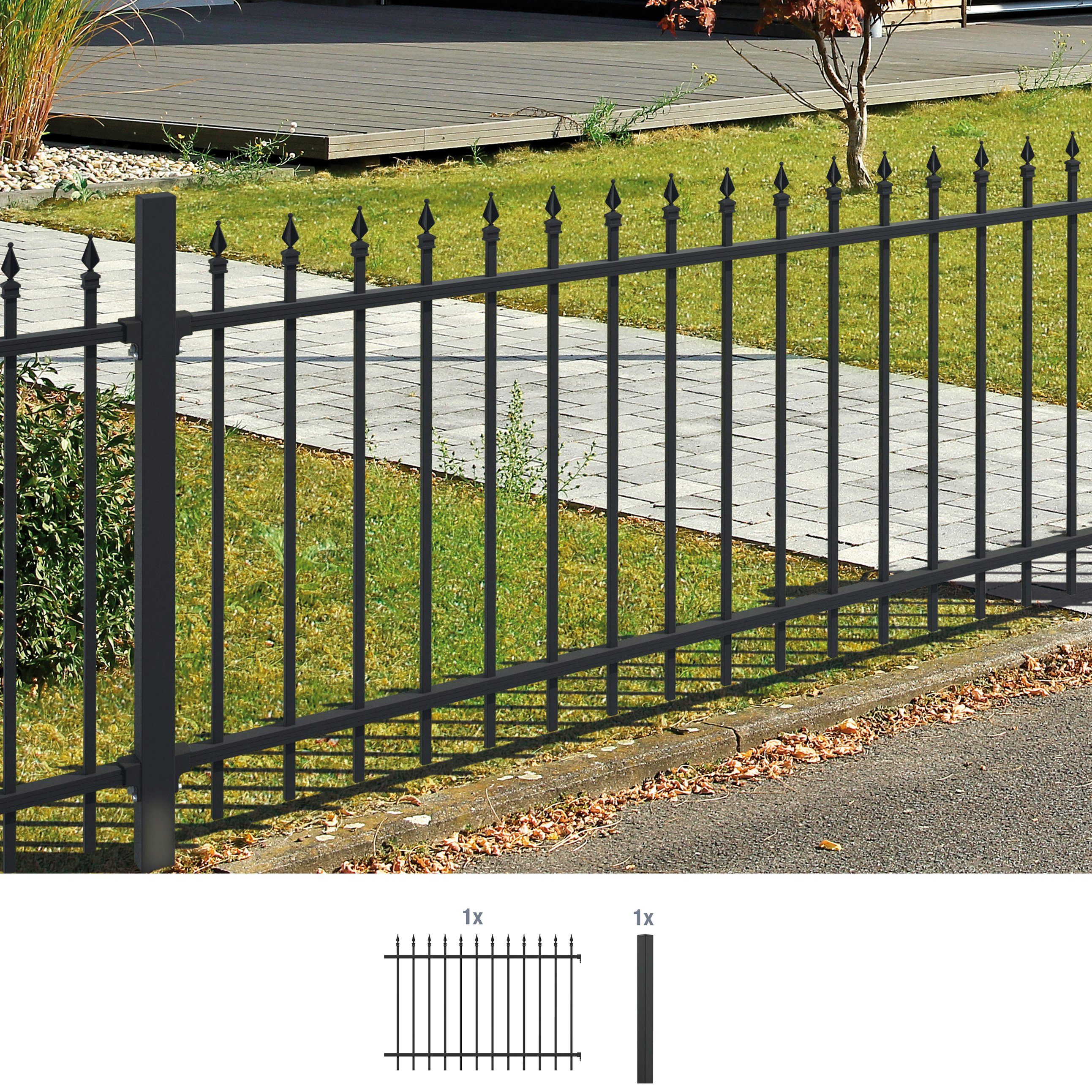 Alberts Metallzaun Anbauset Chaussee, Höhe: 100 und 120 cm, Breite: 200 cm, zum Einbetonieren