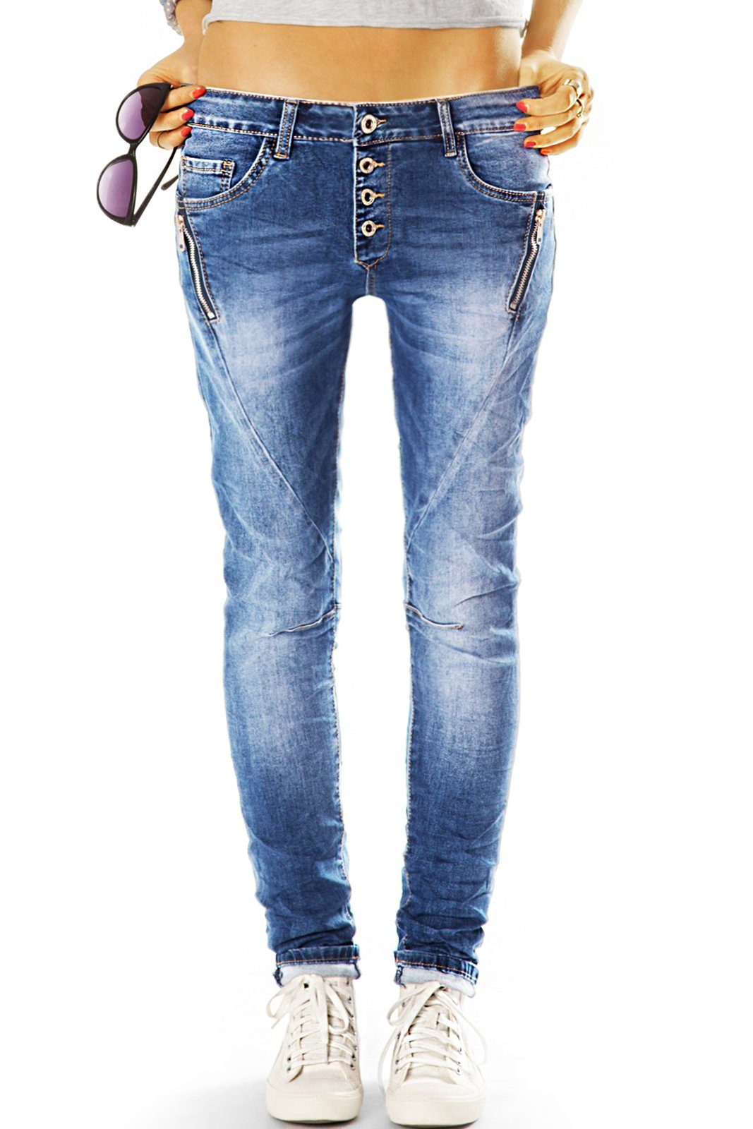 be styled Low-rise-Jeans Low Rise Hüftjeans Hose bequeme Slim Fit Jeans - Damen- j6f-1 mit Stretch-Anteil, 5-Pocket-Style
