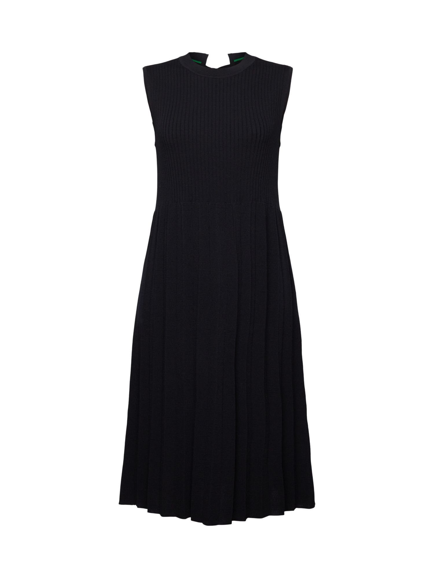 Esprit Minikleid Plissiertes, ärmelloses Maxikleid mit Rundhals BLACK