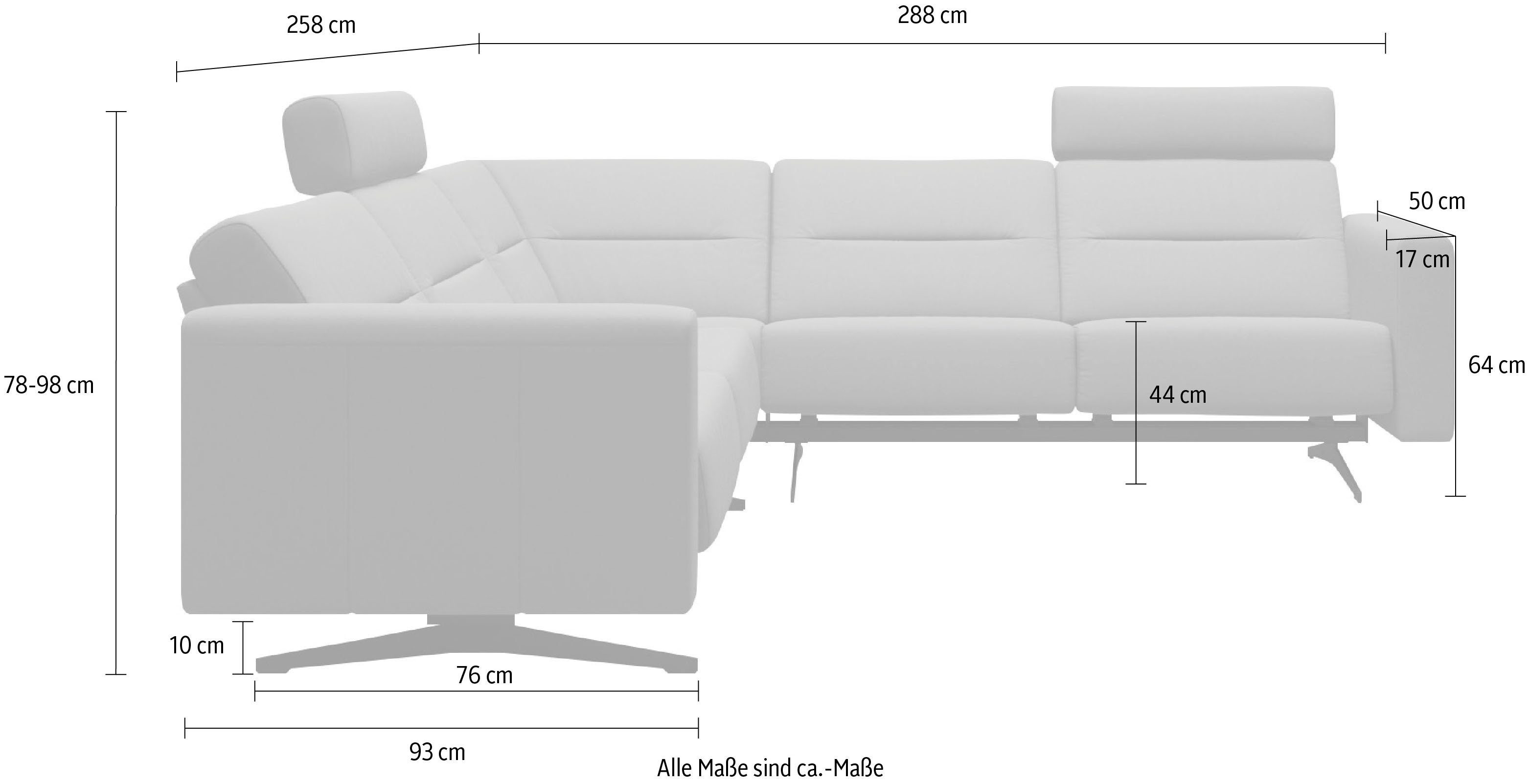 cm Ecksofa 258 S2, Fuß Armlehnen im Zwischennaht Mattschwarz, Stella, Breite Rücken, Stressless®