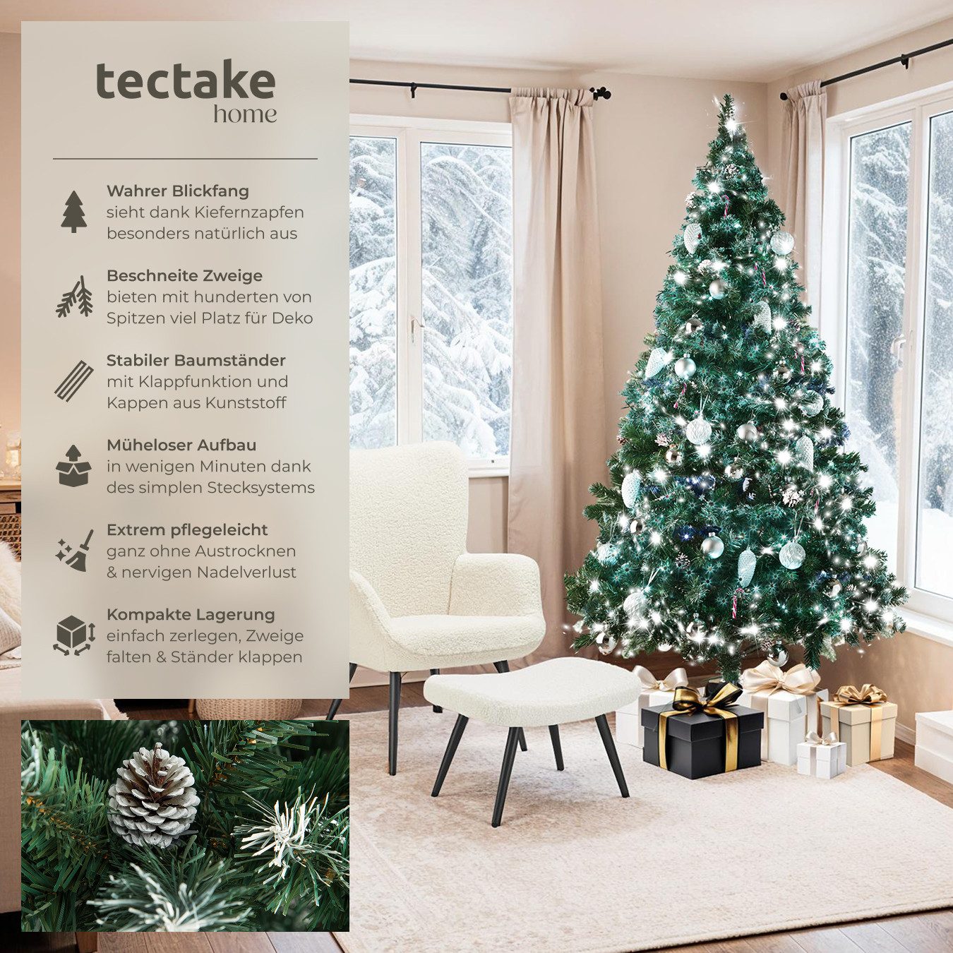 tectake Künstlicher Weihnachtsbaum Christbaum künstlich Tannenbaum 180 cm K günstig online kaufen