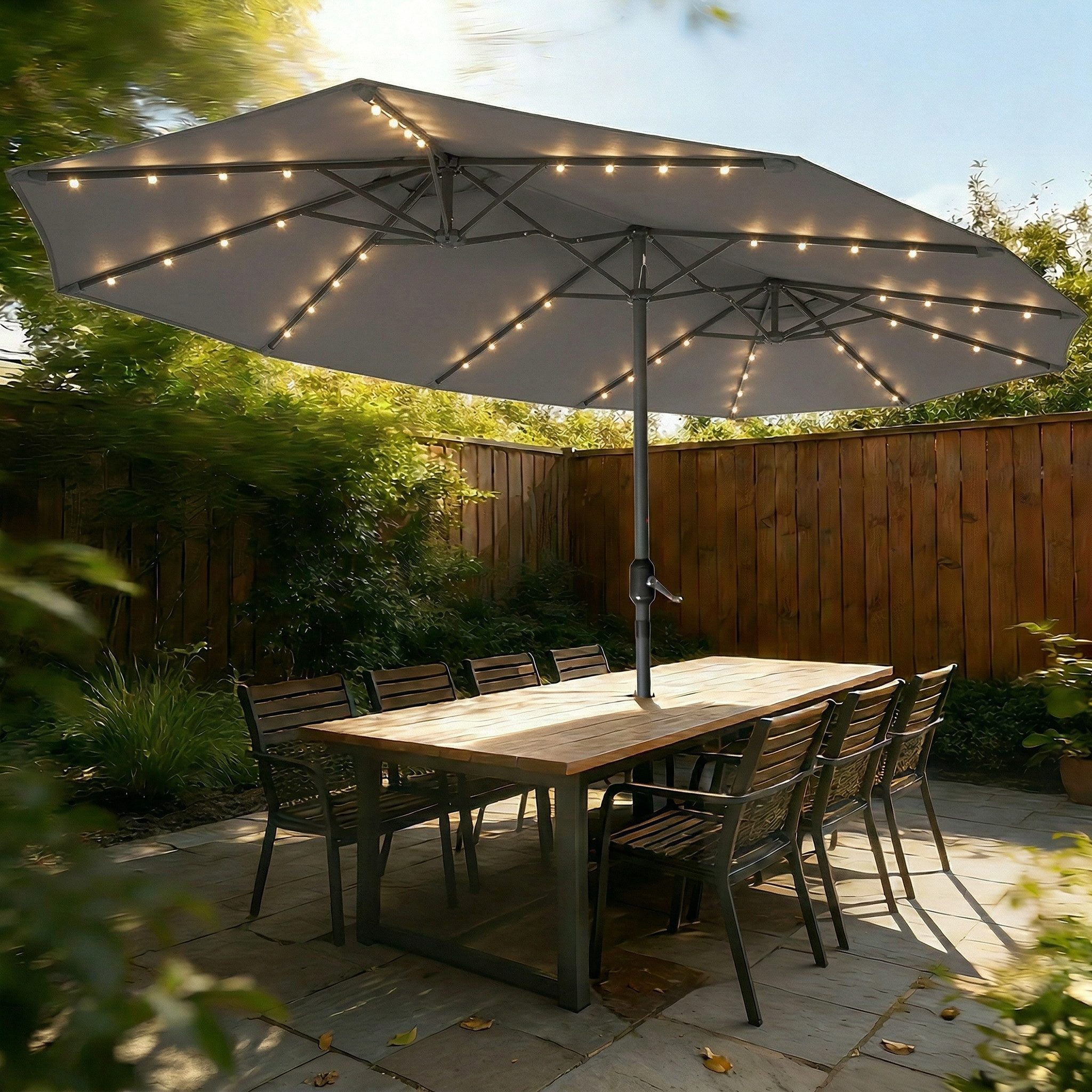 Huracan Sonnenschirm Doppelschirm Sonnenschirm, UPF 50+, Solar LED Optional, Windfest & Wasserdicht